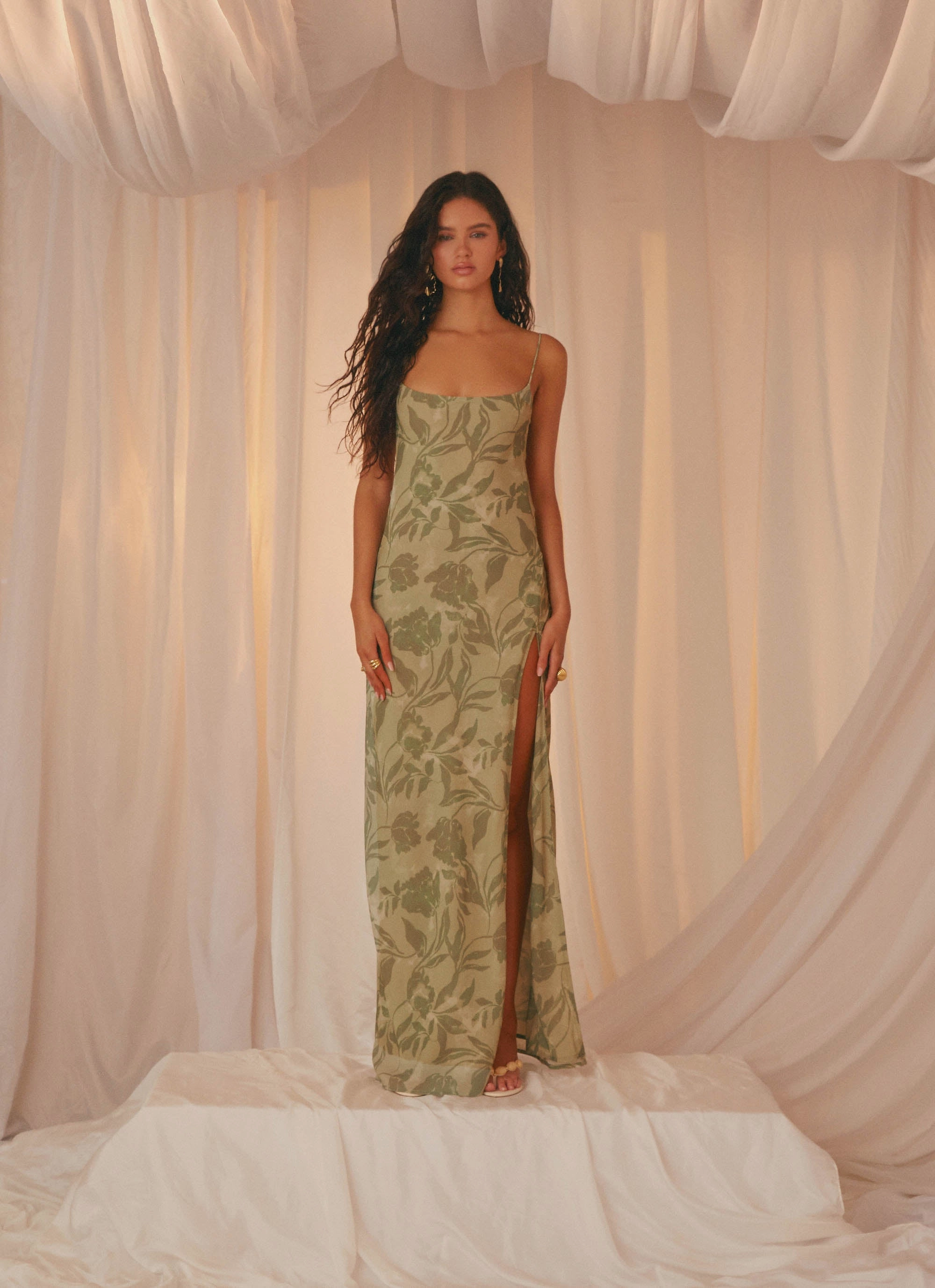 Alouette Maxi Dress - Jade Fern Retro Vibes Bright-Hue