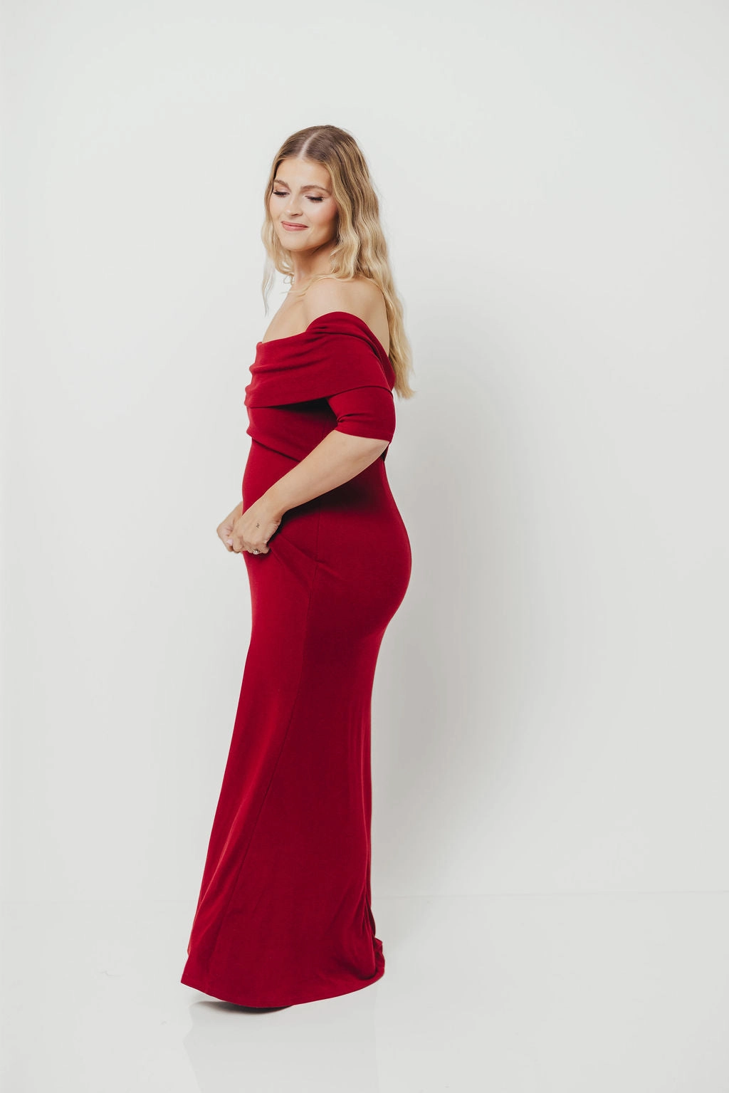 Monroe Half Sleeve Maxi Dress in Red - Bump Friendly Bright Colors Simple Spirit