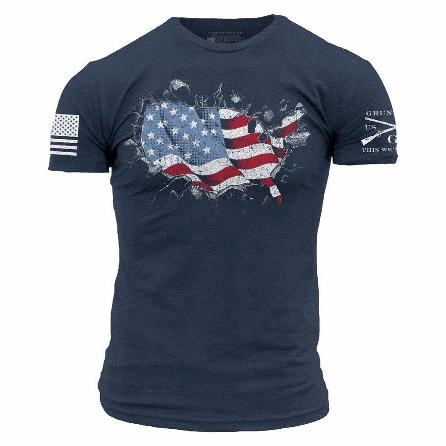 NonRestrictiveCut Trendy Vibe America Has Landed T-Shirt - Midnight Navy