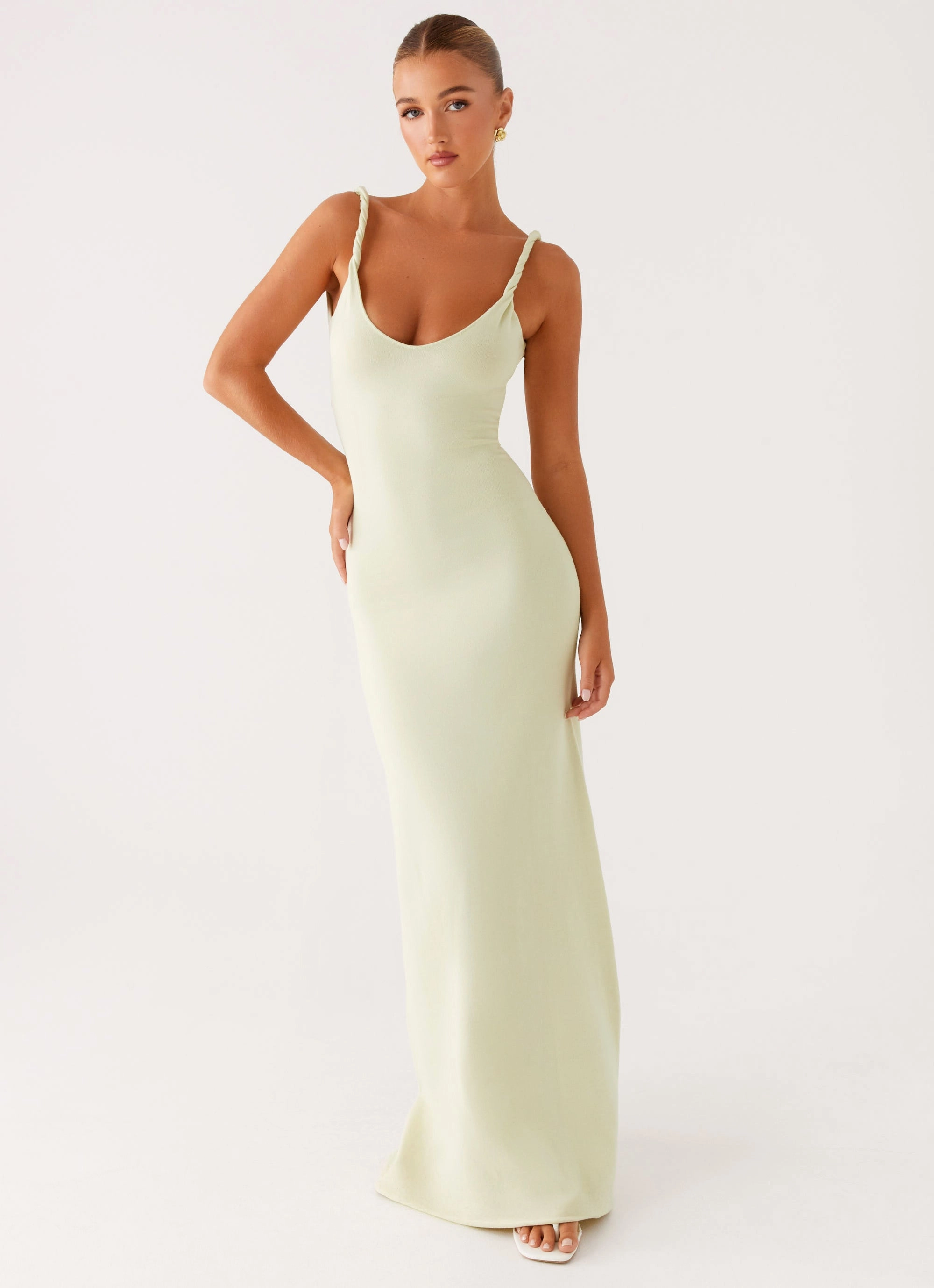 Anastasia Maxi Dress - Sage Breathable Feel Chain-Detail