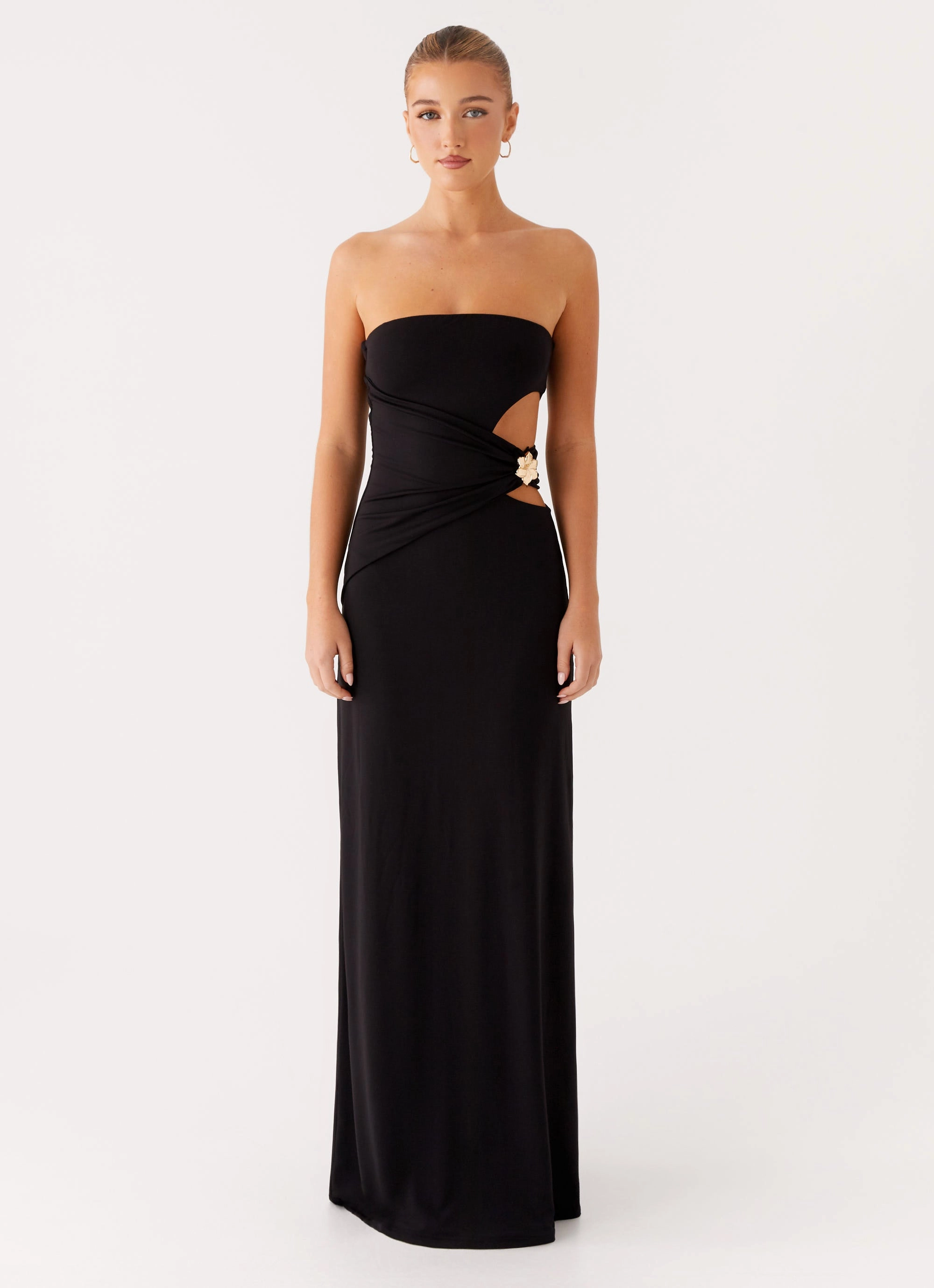 Anetta Maxi Dress - Black Button Chic Summer Fashion