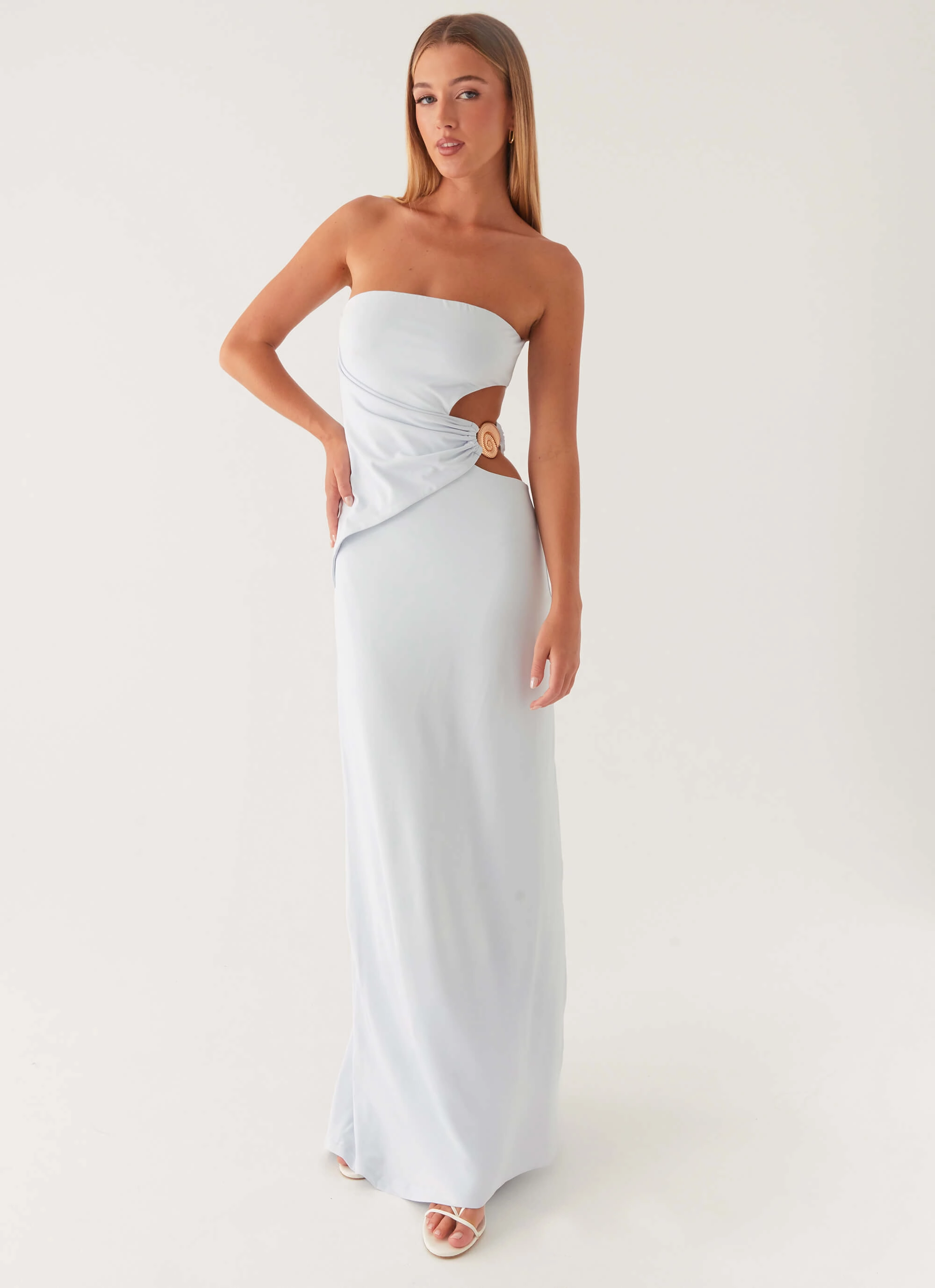 Anetta Maxi Dress - Pale Blue Flowy Layers Soft Detail