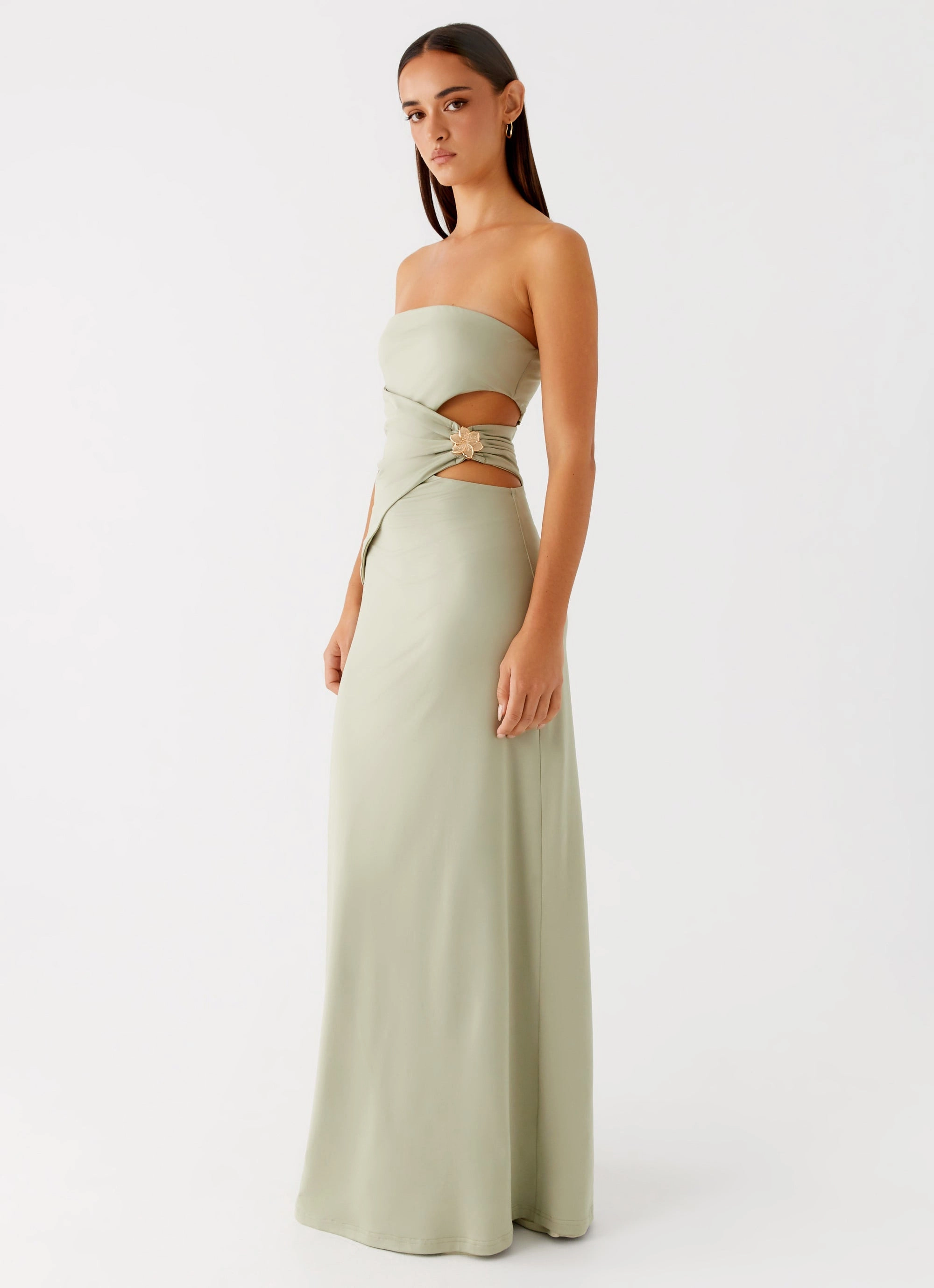 Anetta Maxi Dress - Sage Tulle-Overlay Fashionable Layer