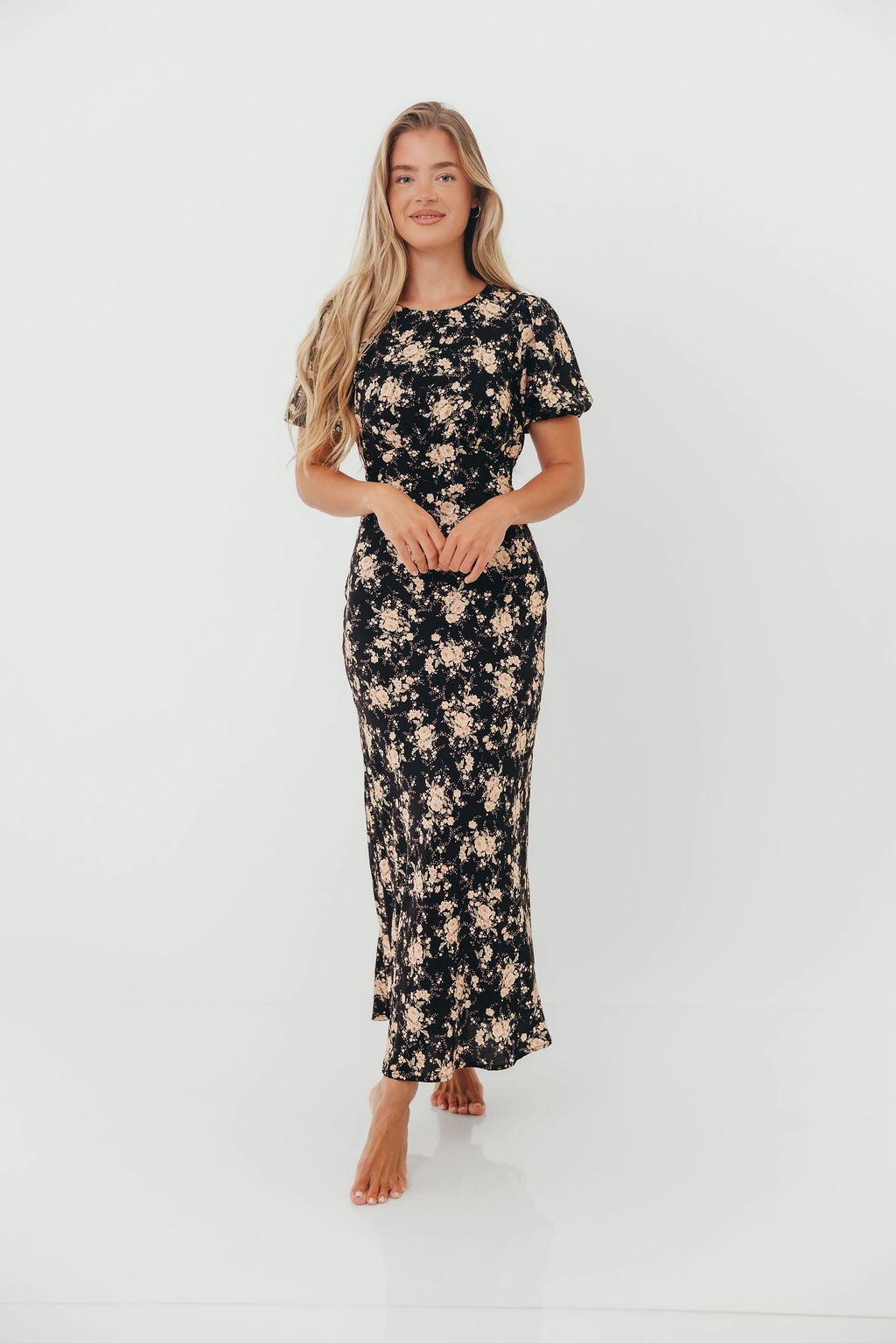 Casual Edge Annie Maxi Dress in Black Floral