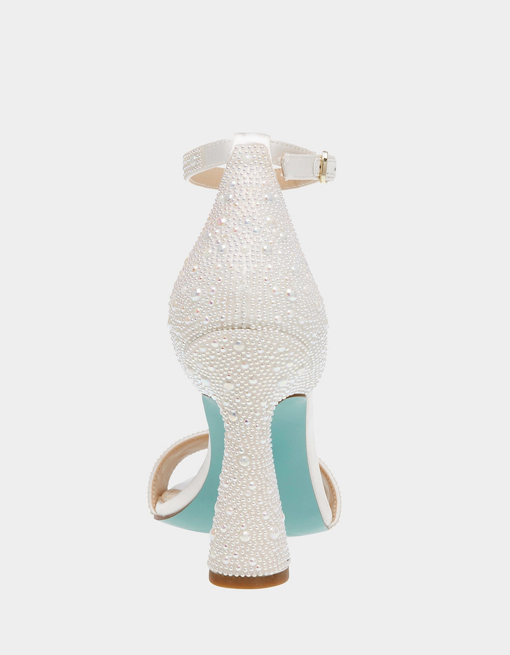 Stretchable Fabric Betsy Johnson Dani Heel Sandal in Ivory Pearl