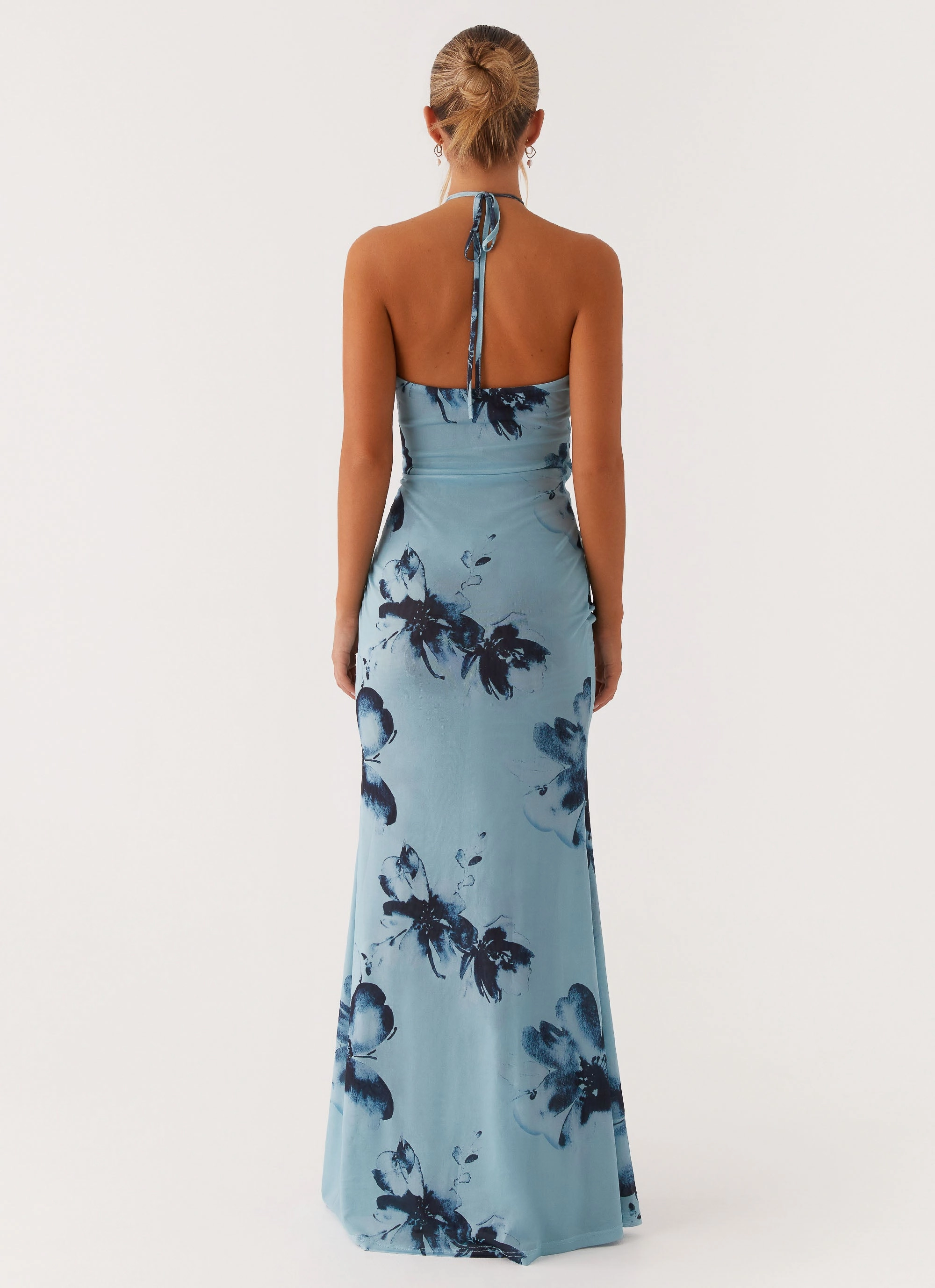 Antonia Maxi Dress - Black Blue Floral Evening-Wear