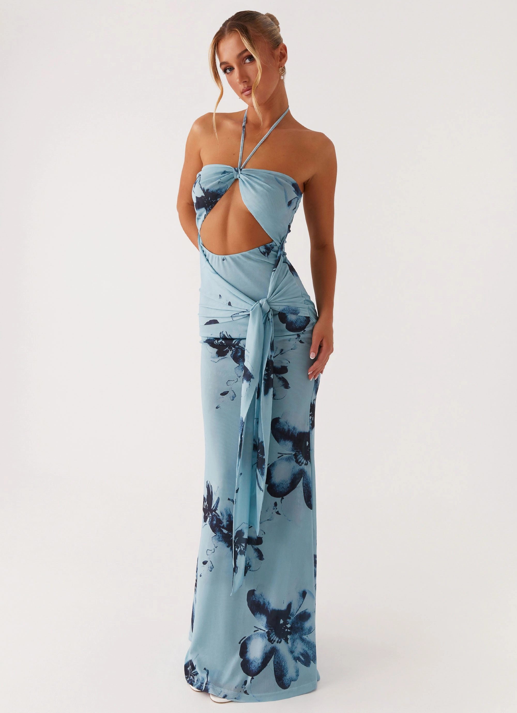 Ceremony Ready Antonia Maxi Dress - Black Blue Floral