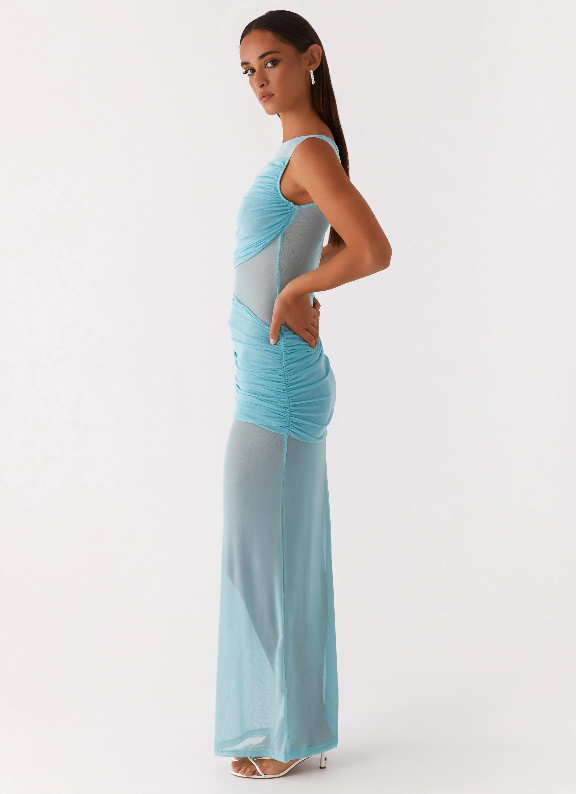 Timeless Edge Geometric-pattern Apollo Maxi Dress - Aqua