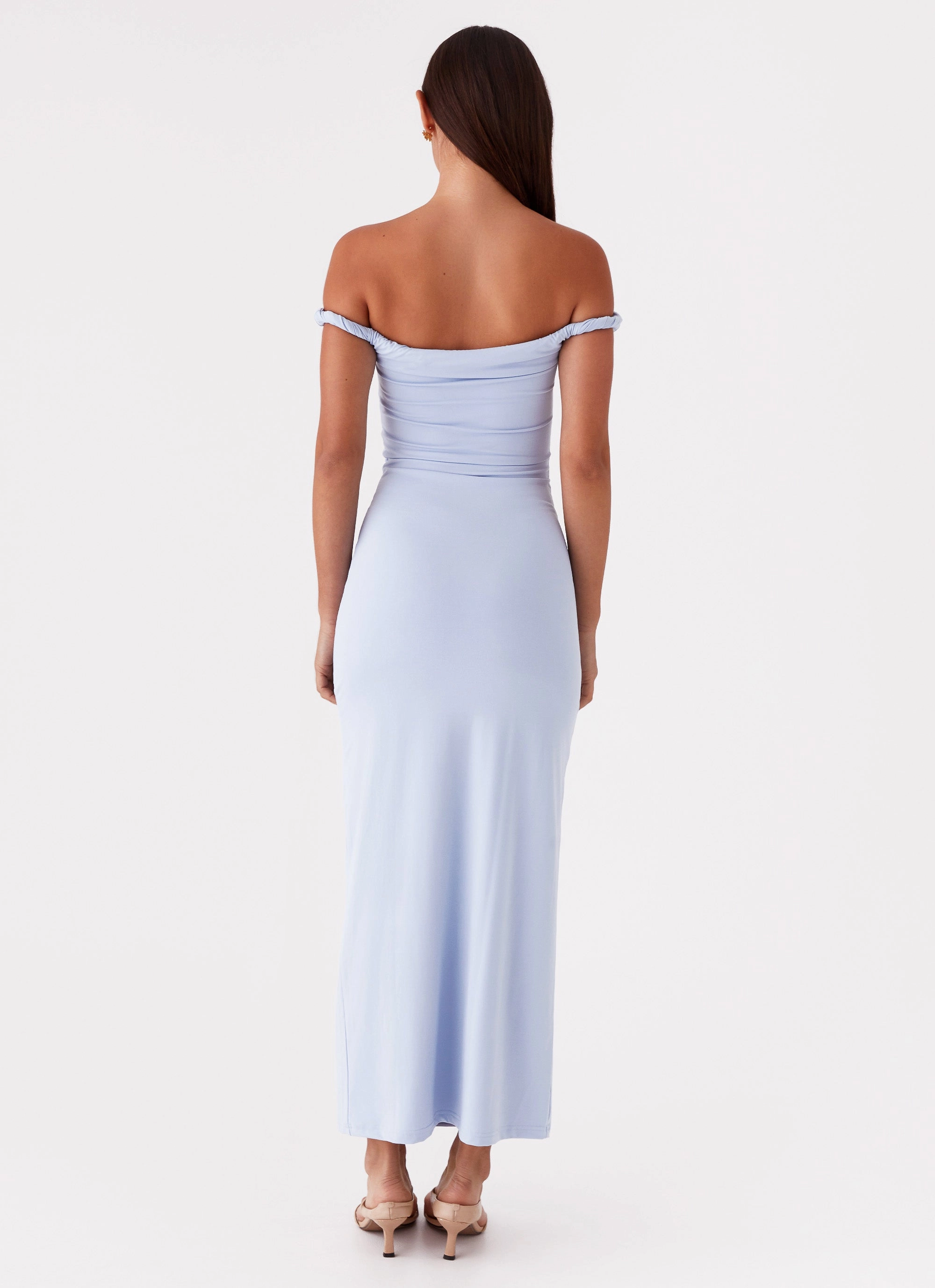Smooth Edge Stain-Guard-Finish Arabella Twist Shoulder Maxi Dress - Blue
