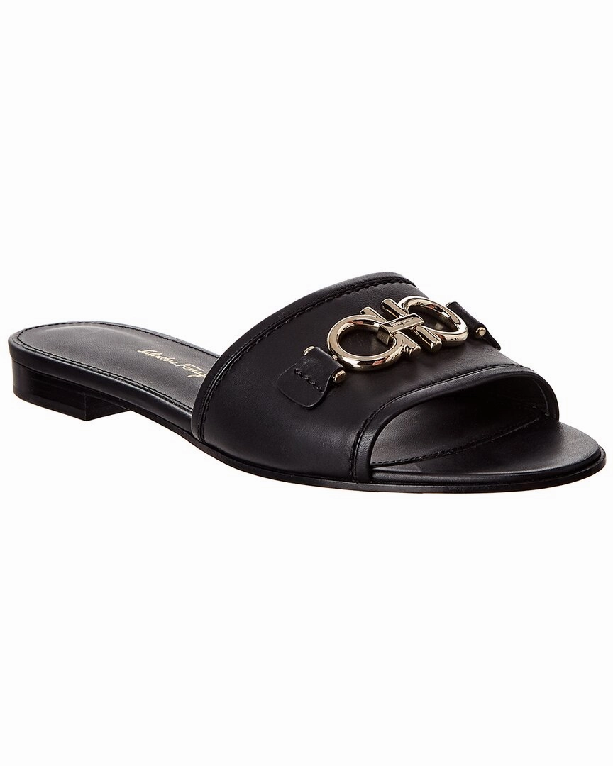 Slip Resistant Tread Ferragamo Gancini Leather Slide