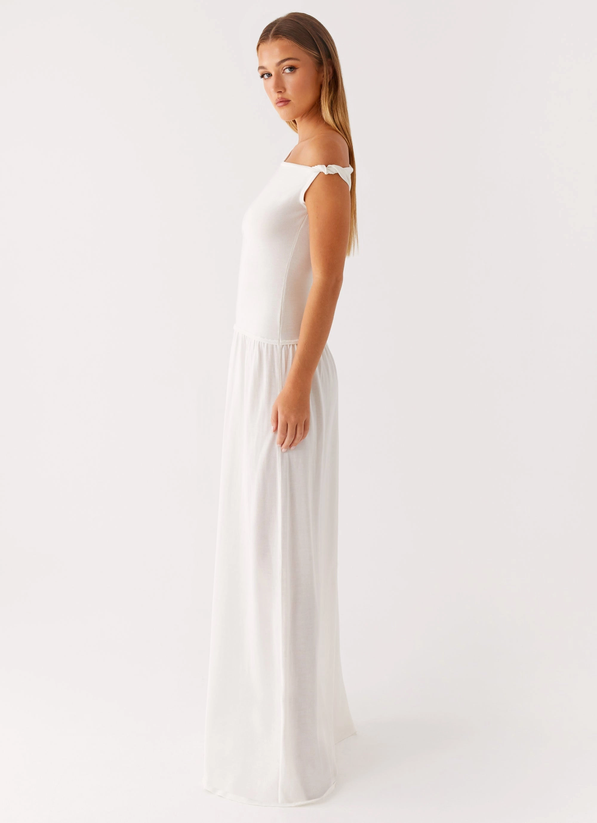 Light and Breezy Ardella One Shoulder Maxi Dress - Ivory