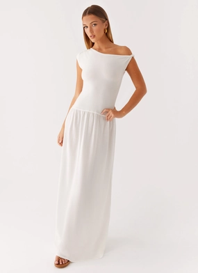 flattering appearance Delicate Edge Ardella One Shoulder Maxi Dress - Ivory