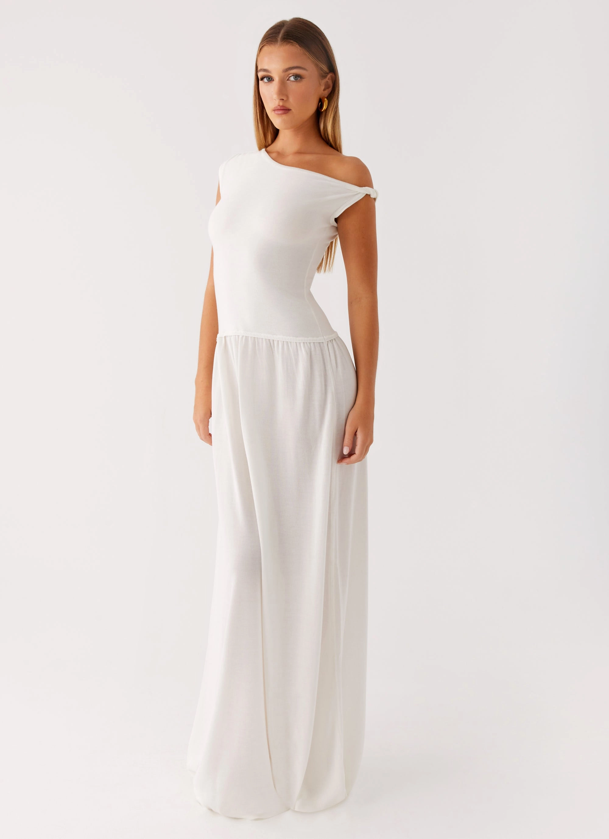 Ardella One Shoulder Maxi Dress - Ivory SeamlessConstruction