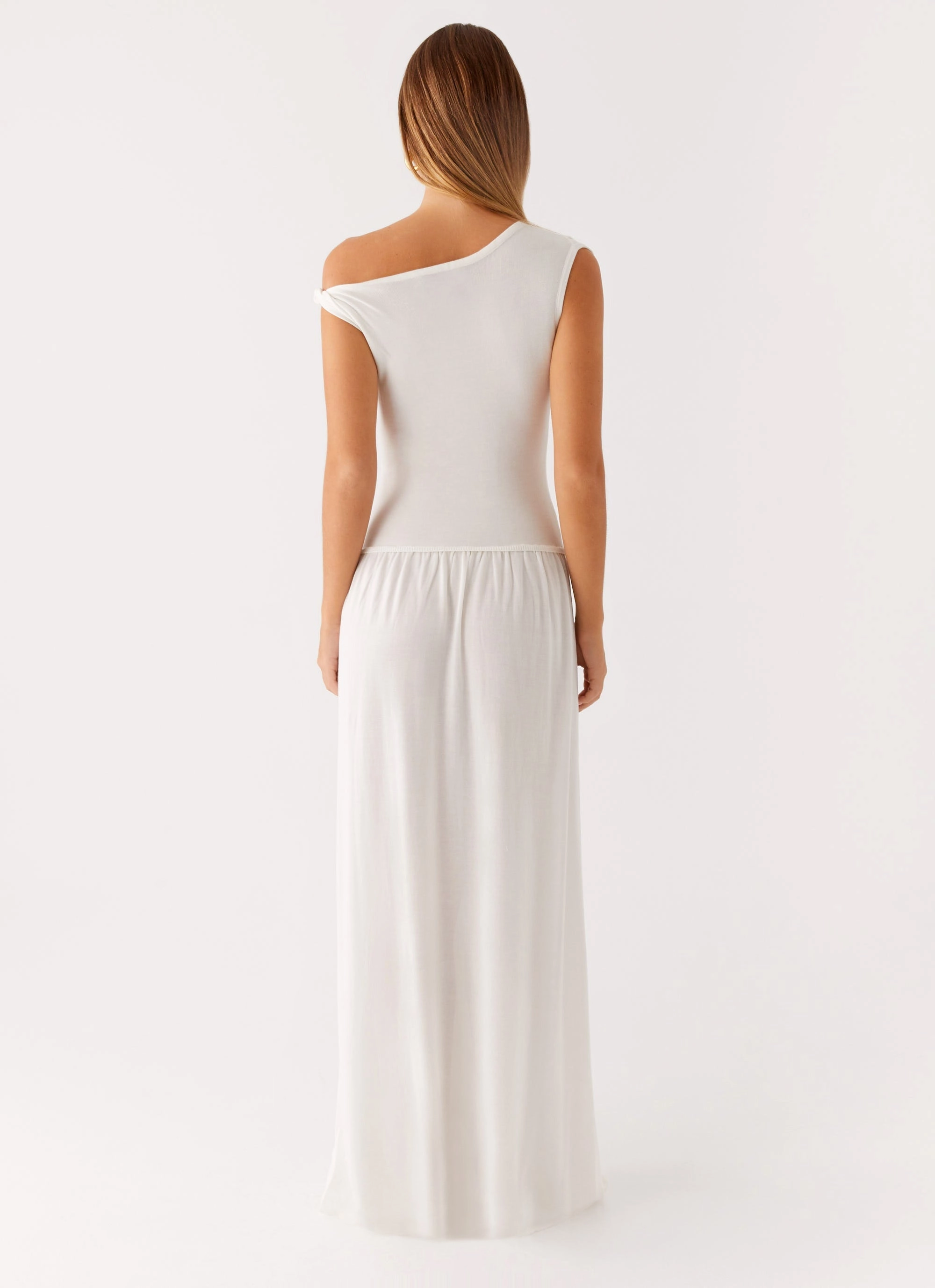 Ardella One Shoulder Maxi Dress - Ivory Cozy Energy
