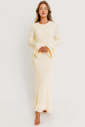 Arlet Maxi Dress in Ivory - Bump Friendly Cozy Comfort Cozy Vibes