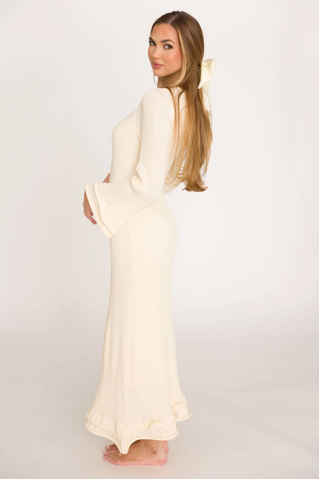 Modern Lines Arlet Maxi Dress in Ivory - Bump Friendly