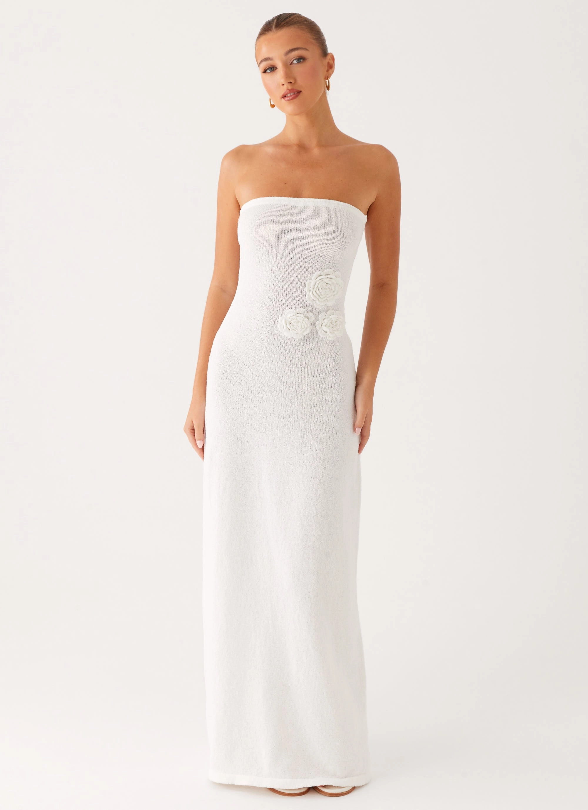 Arli Strapless Maxi Dress - Ivory vacation look Casual chic dress