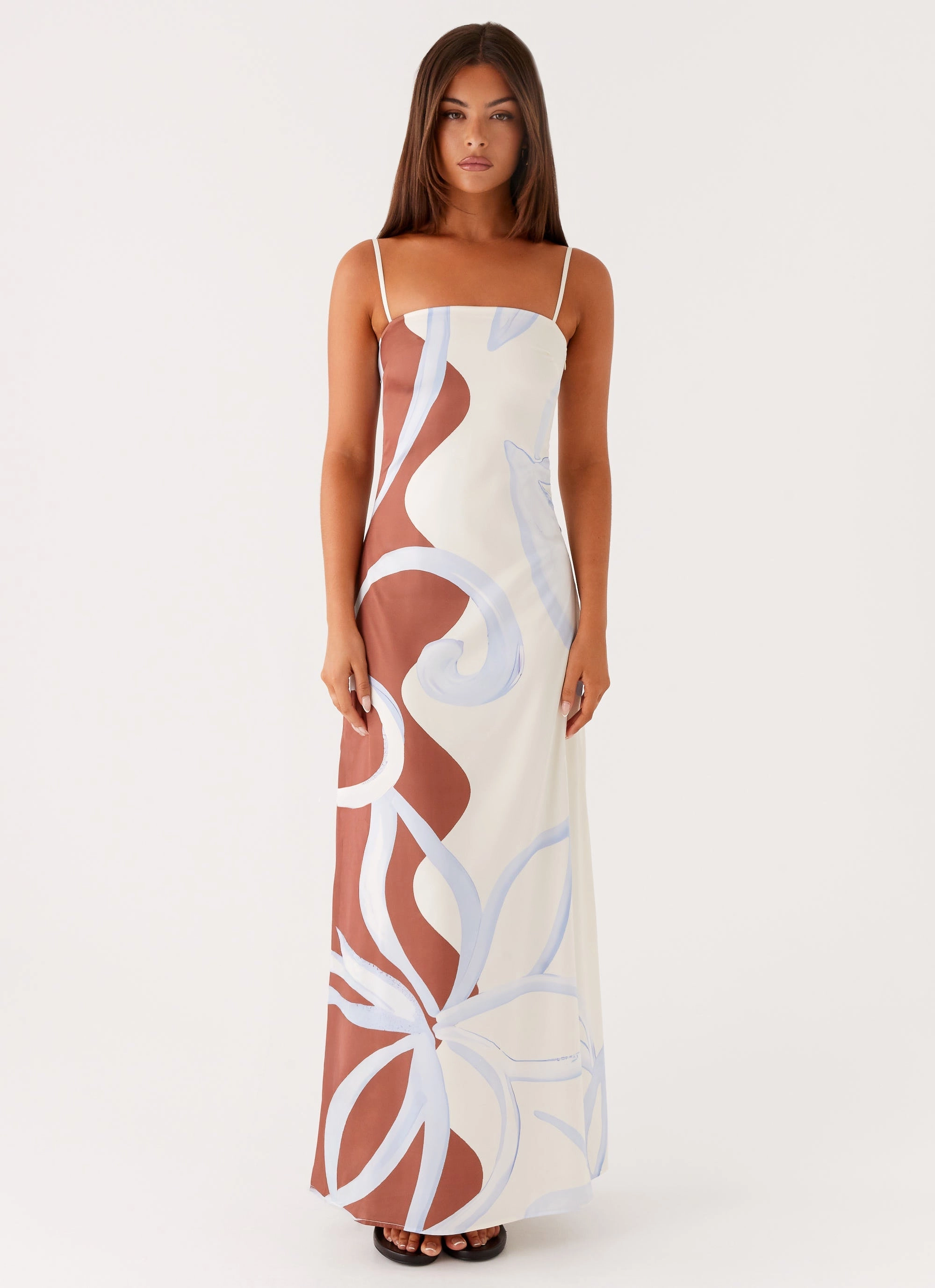 Boxy-Style Aster Bloom Maxi Dress - Bloom Wave Print