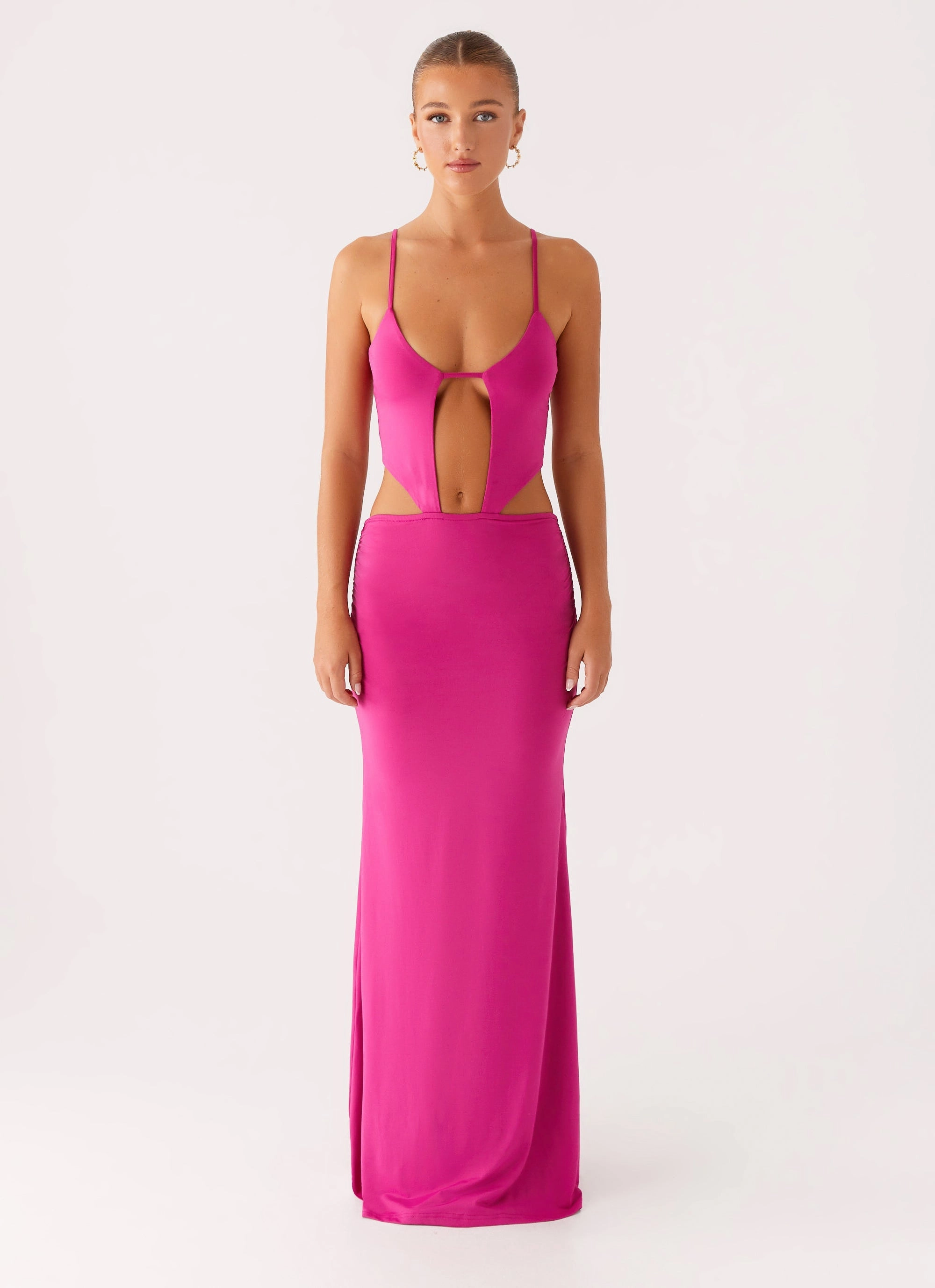 Casual and Comfy Essential Layer Headliner Maxi Dress - Fuchsia