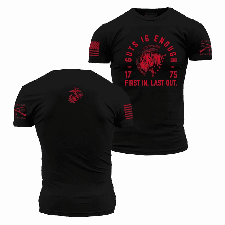 USMC - First In T-Shirt - Black Flattering Fit