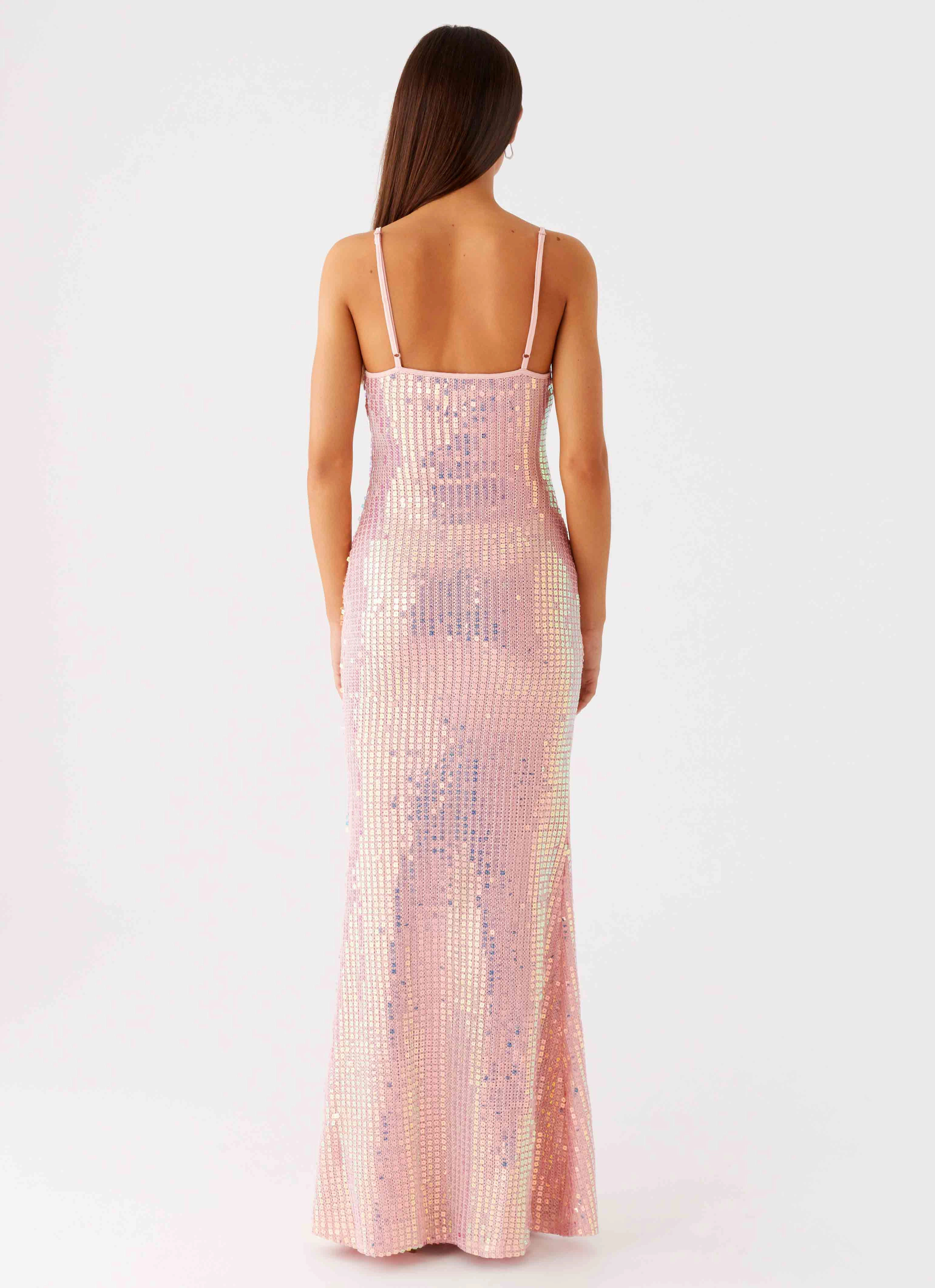 Attitude Knit Sequin Maxi Dress - Iridescent Pink Cool Season