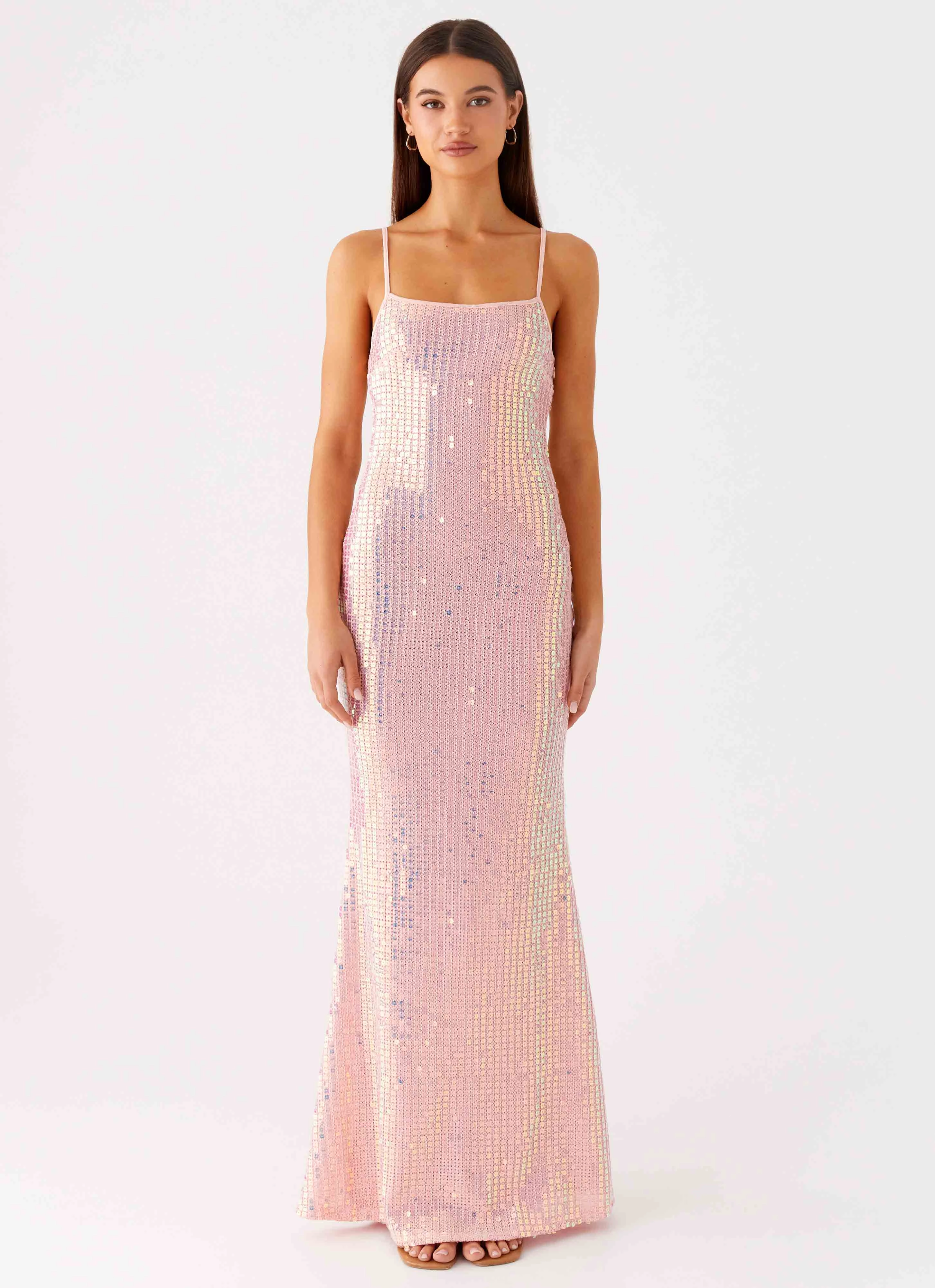 Attitude Knit Sequin Maxi Dress - Iridescent Pink Lounge Feel