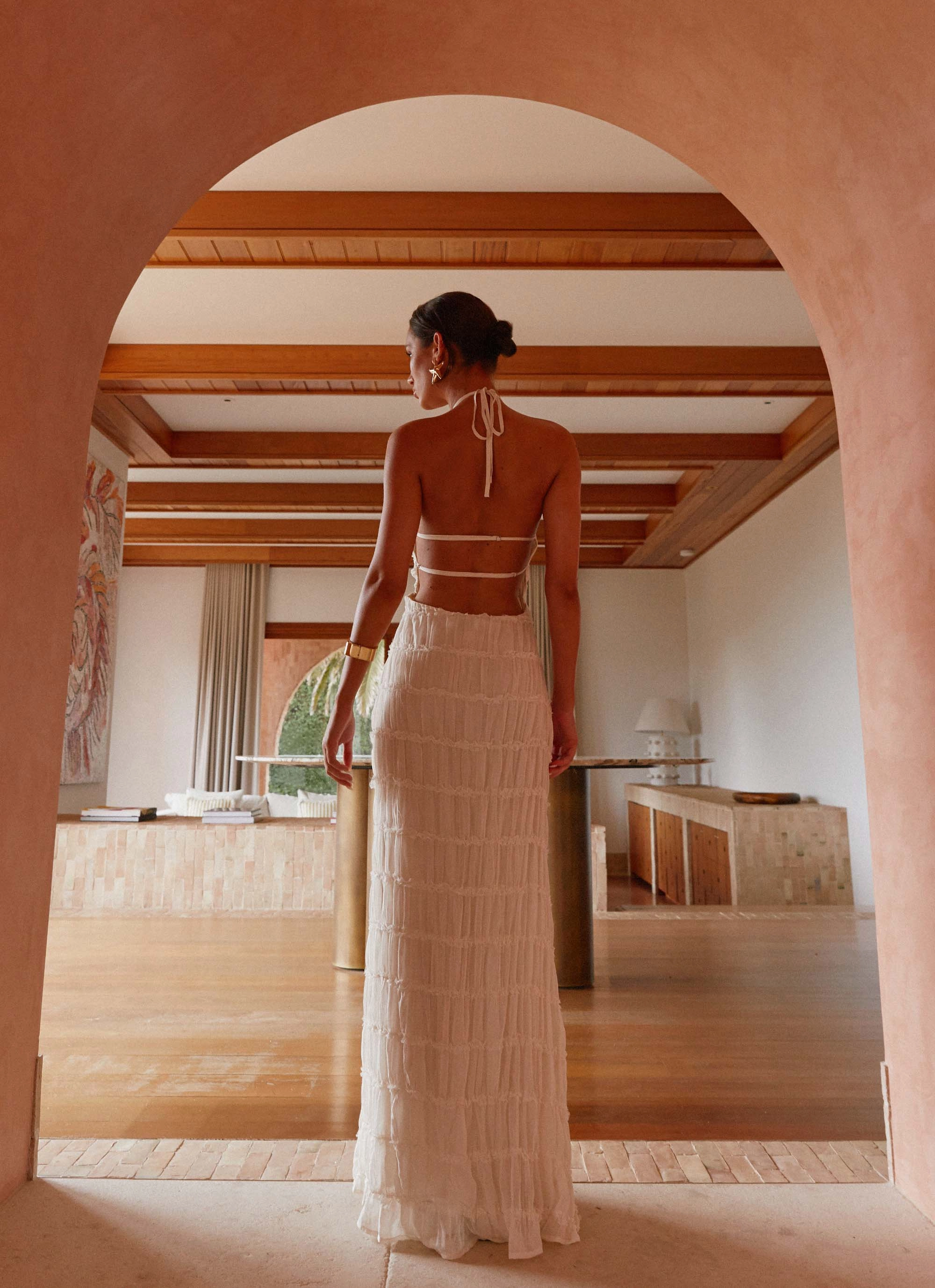 Matte-Lining Soft Weave Aullie Maxi Dress - Ivory