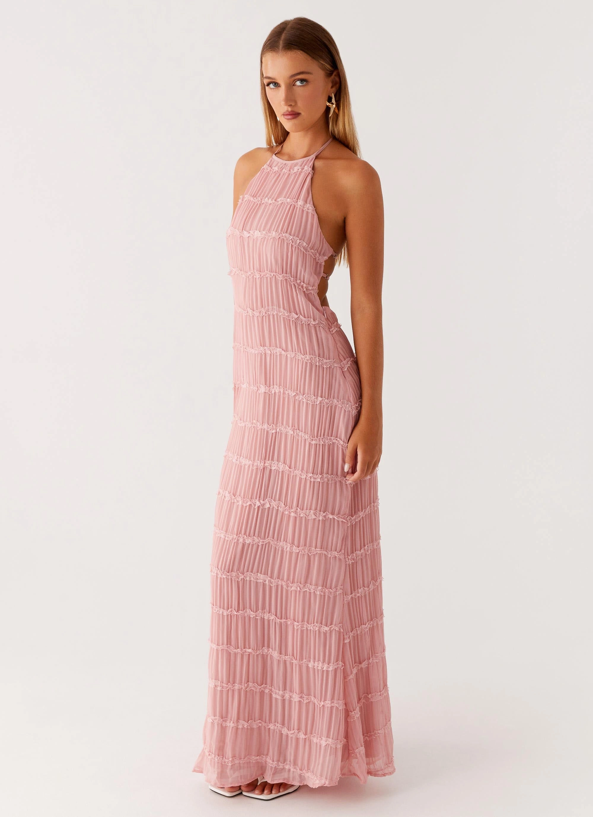 Aullie Maxi Dress - Pink Bold Statement Fashionable Cut