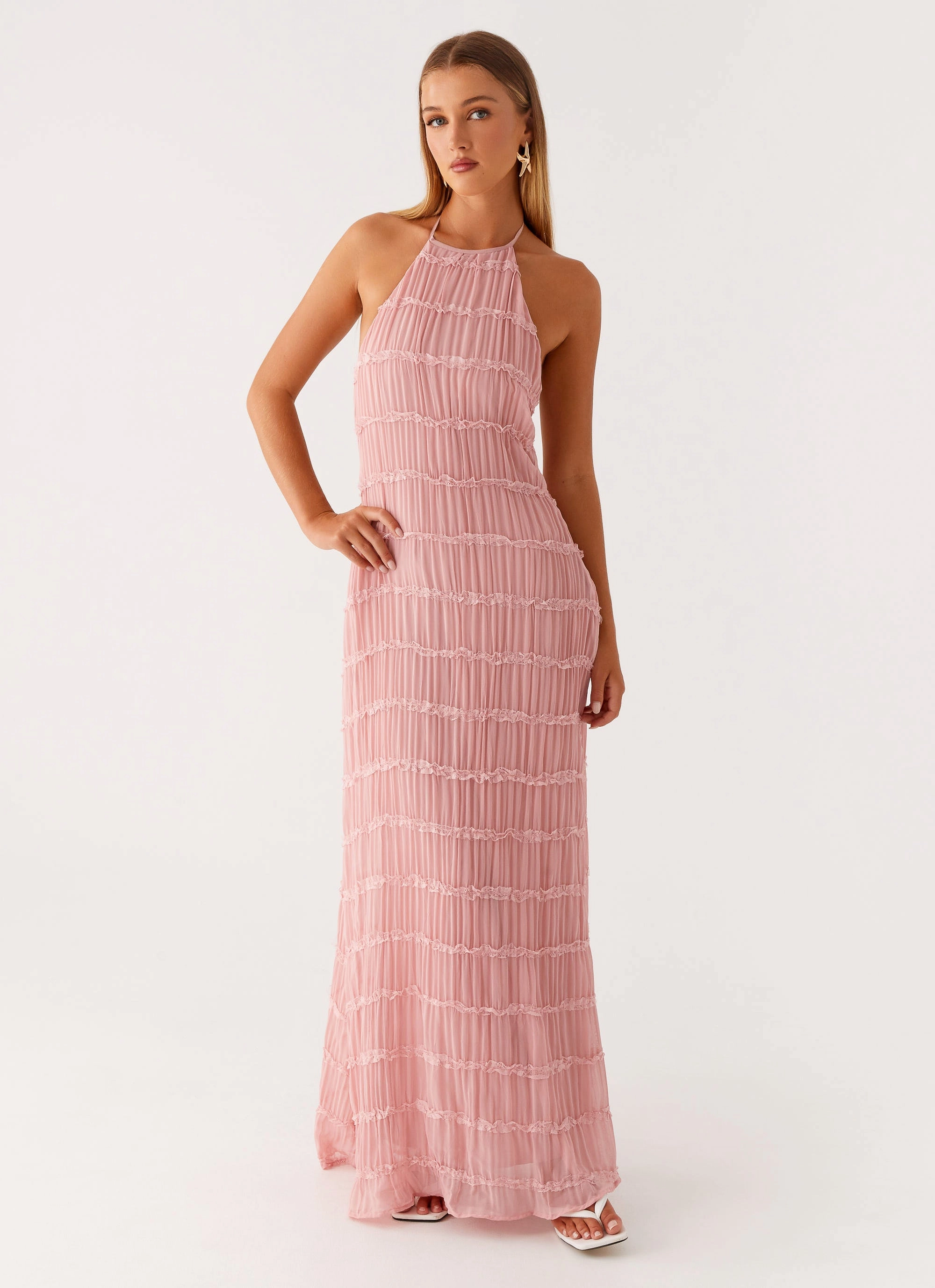 Aullie Maxi Dress - Pink Gloss Finish