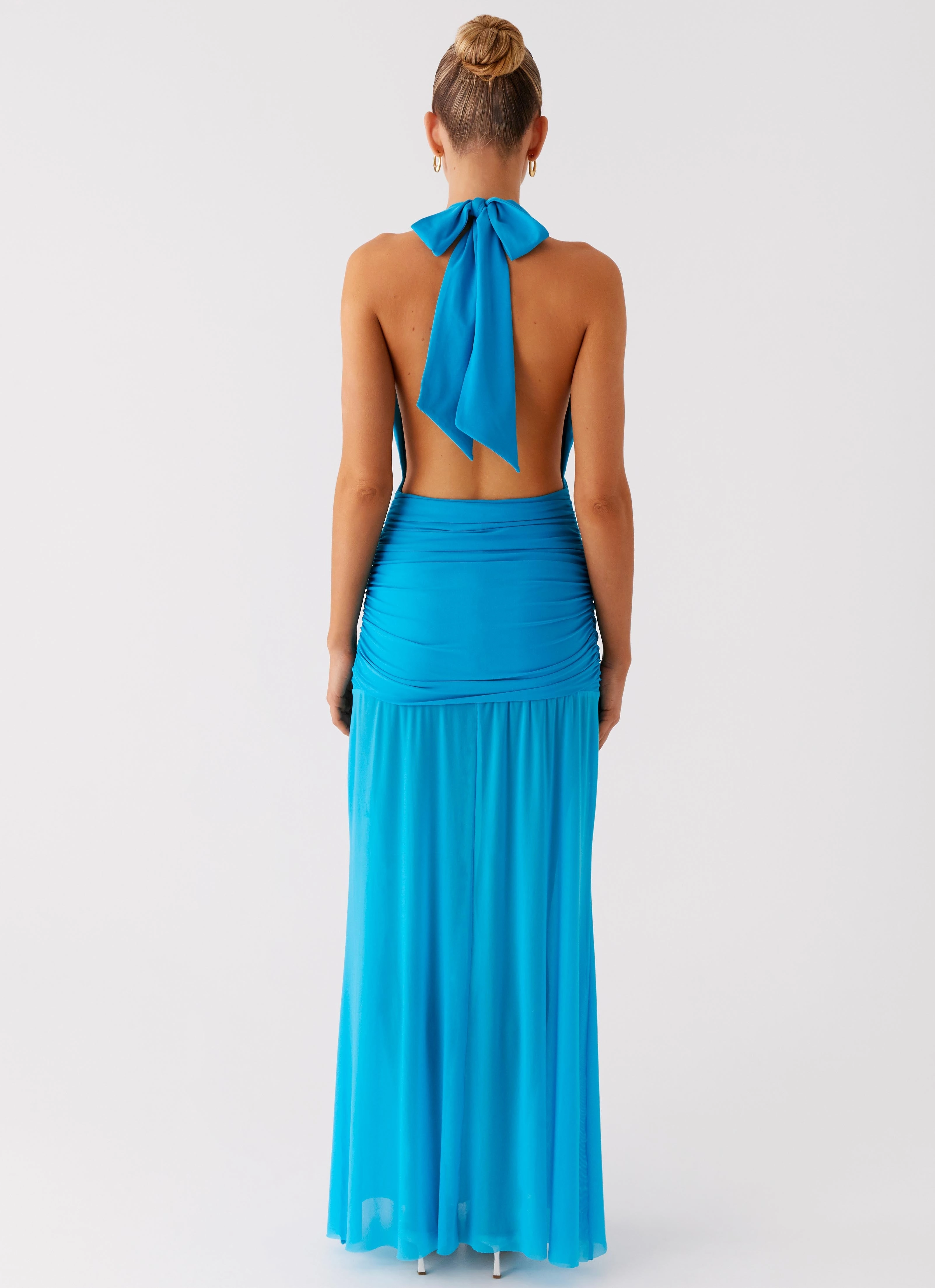 Dilemma Halter Maxi Dress - Turquoise Blue Breeze Grace Stylish Wear