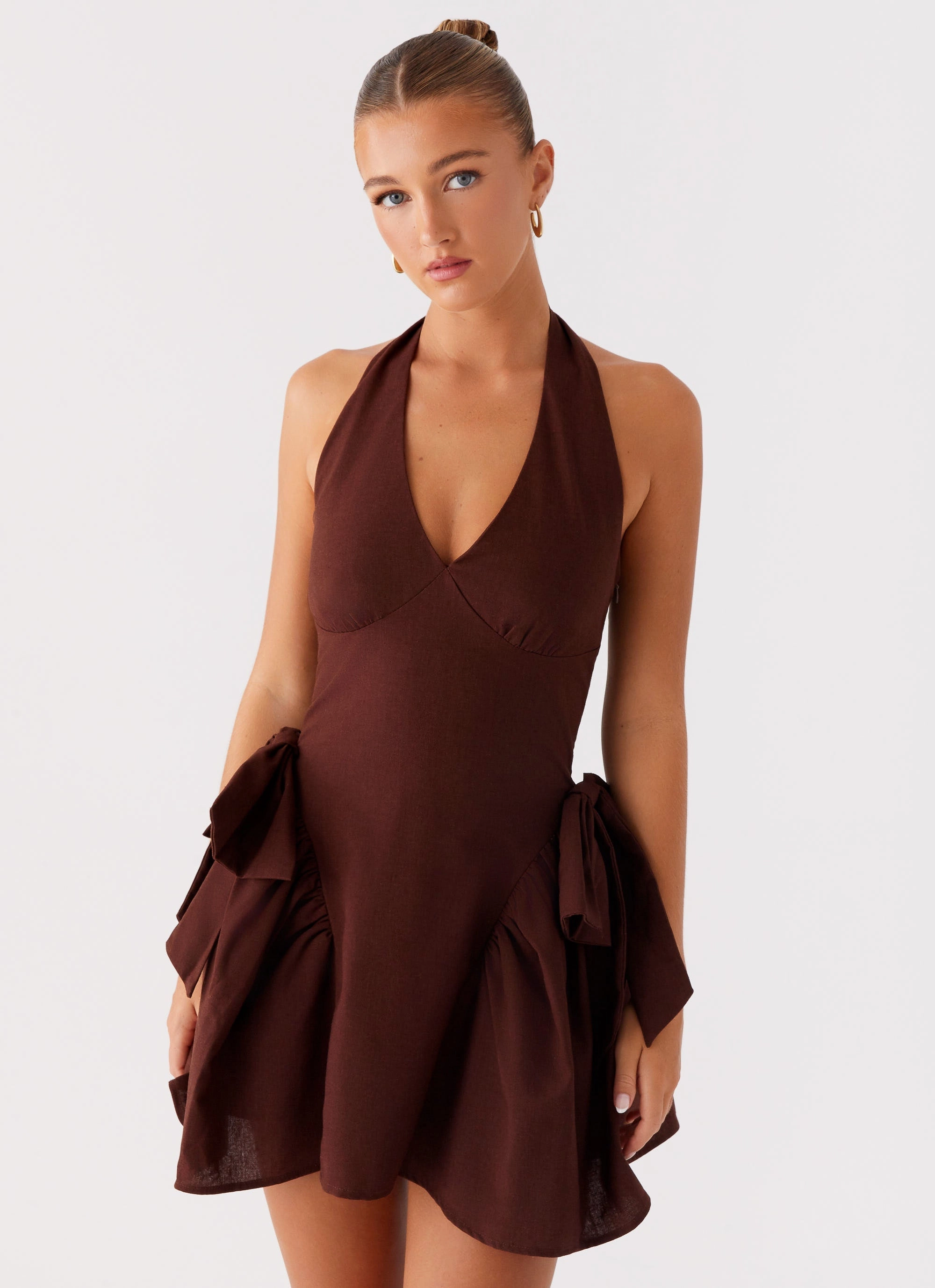 Avalo Mini Dress - Chocolate Relaxed Line Romance Glow