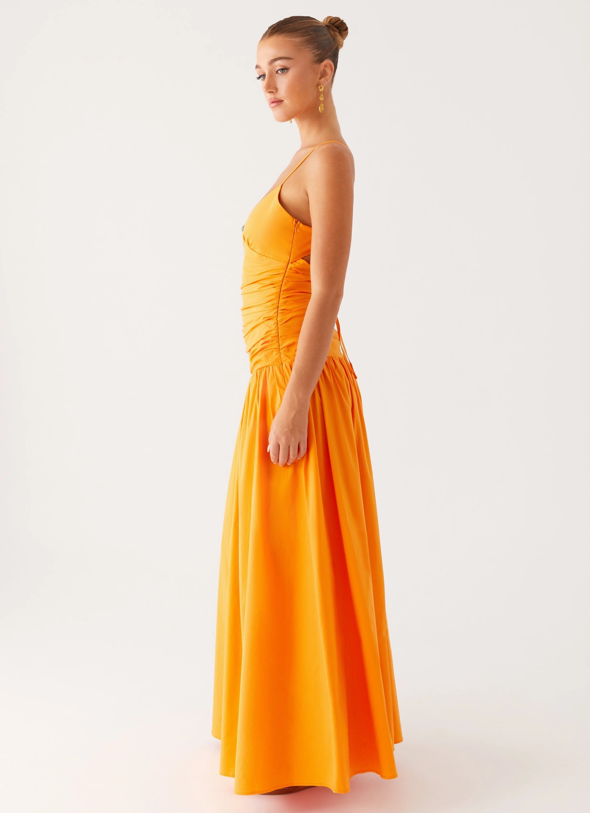 Avani Maxi Dress - Orange High Waist