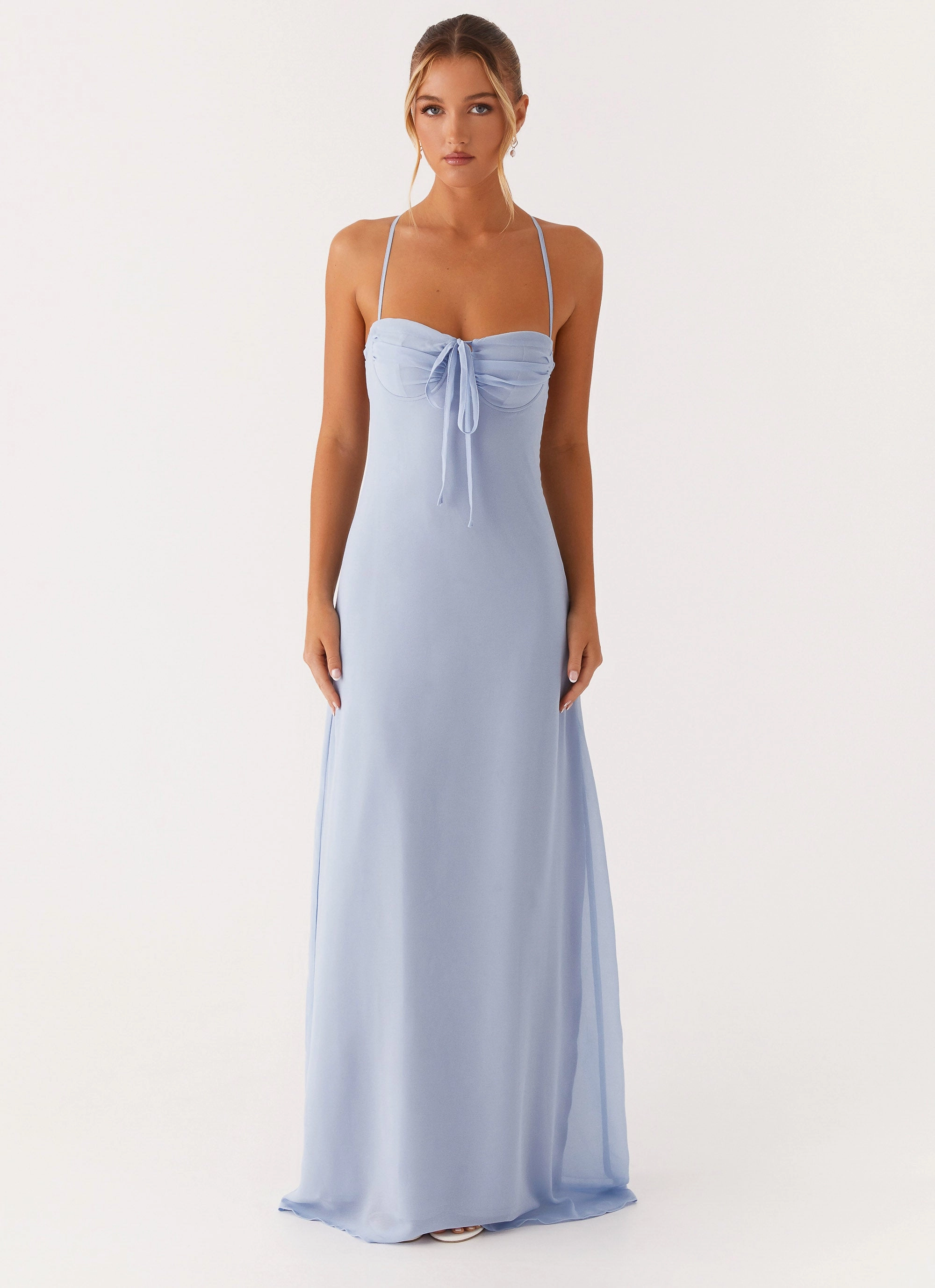 Aveline Bustier Maxi Dress - Blue Dreamy Layers