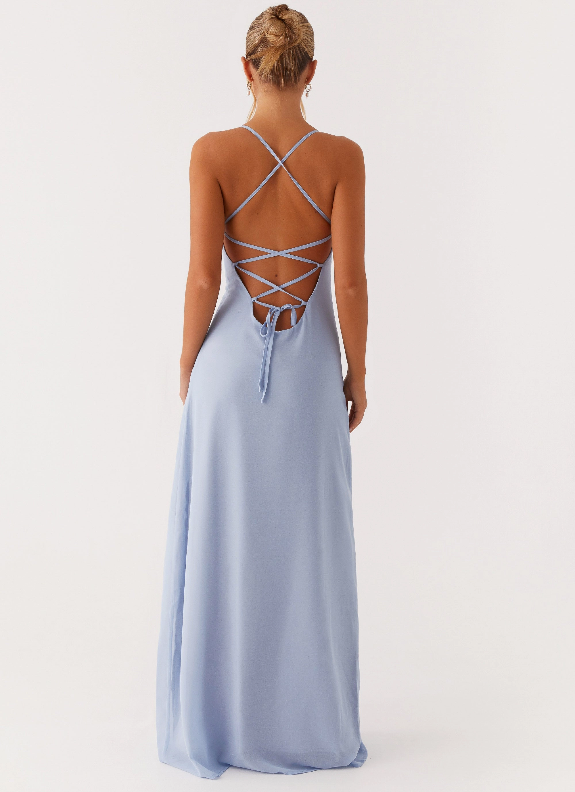 Perfect For Work Shimmer-Finish Aveline Bustier Maxi Dress - Blue
