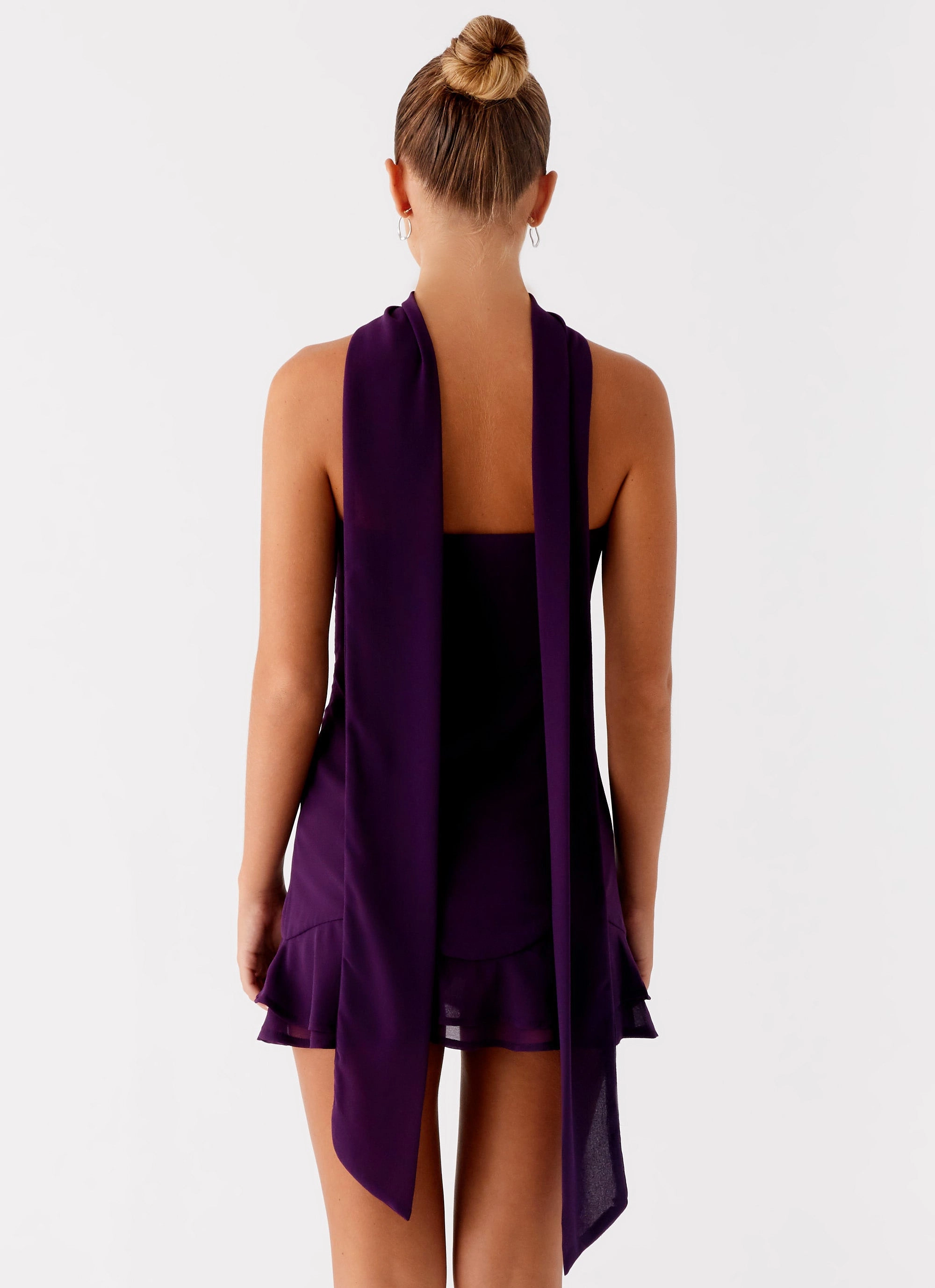 Smart Look Romantic-Style Avenue Mini Dress - Plum