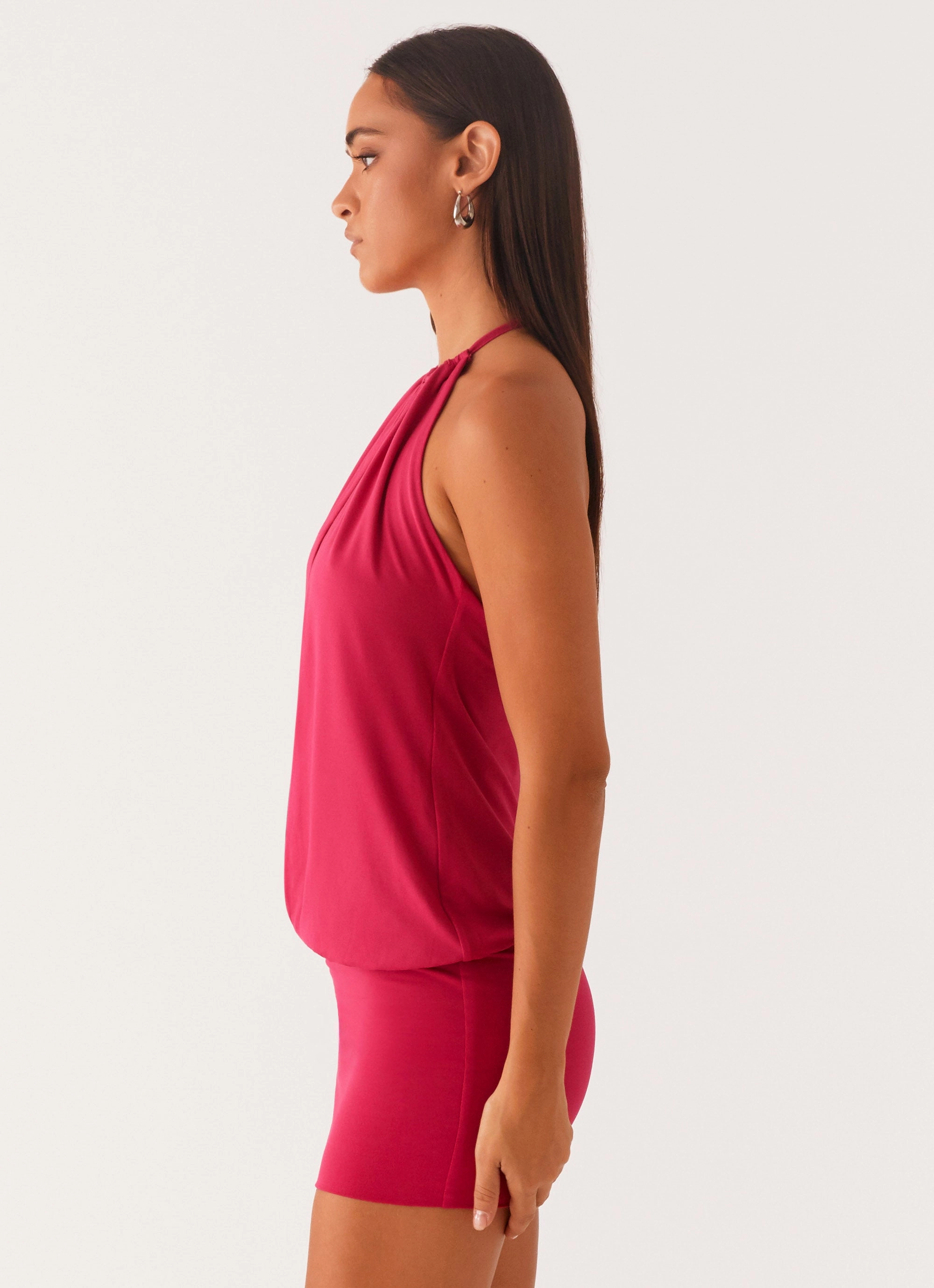 Daily Ready Subtle Finish Ayisha Mini Dress - Fuchsia Pink