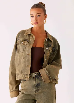 Back Again Oversized Denim Jacket - Brown Sand Wash professionals