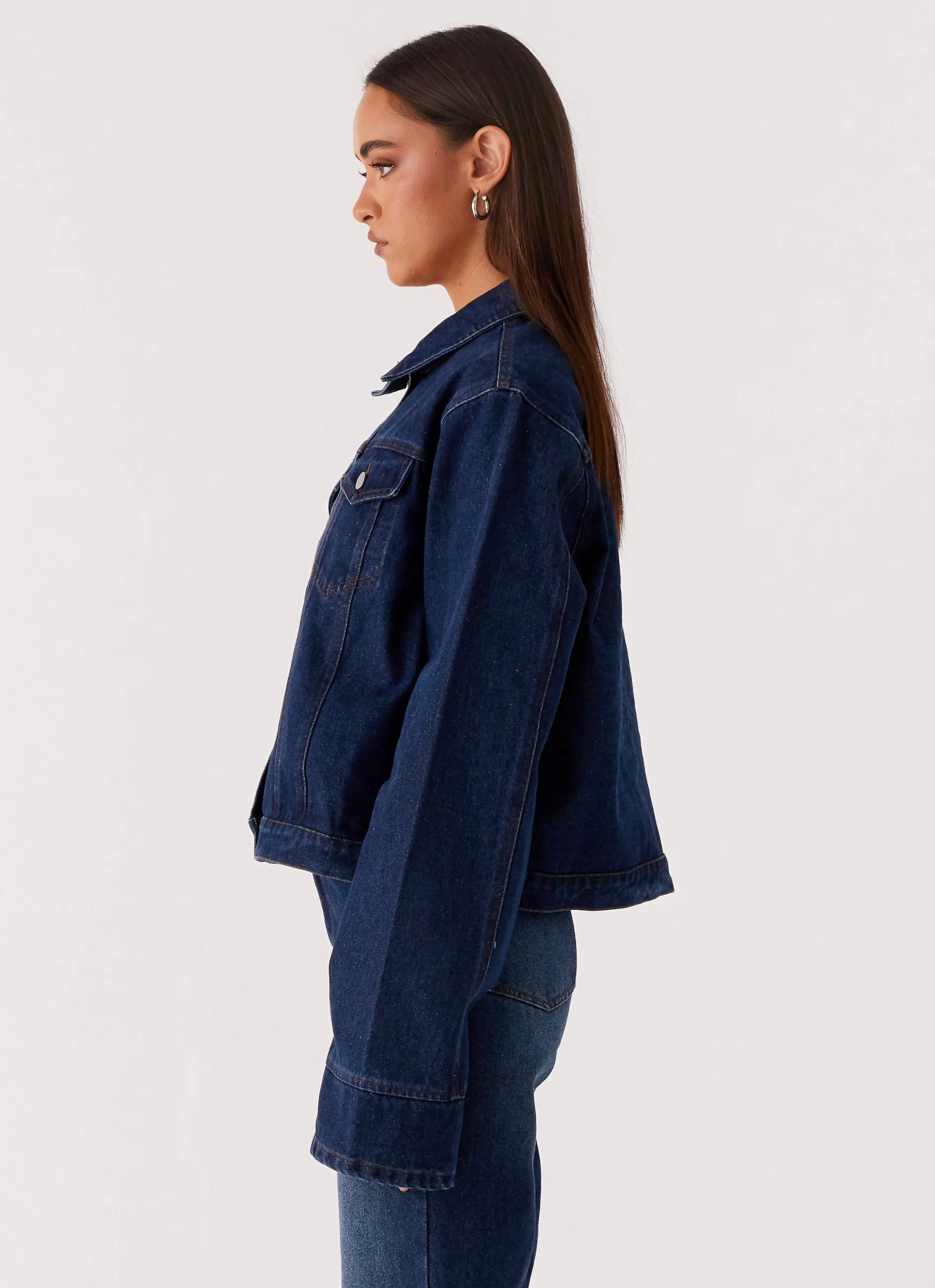 Back Again Oversized Denim Jacket - Vintage Blue Layer Versatility Ergonomic Cut