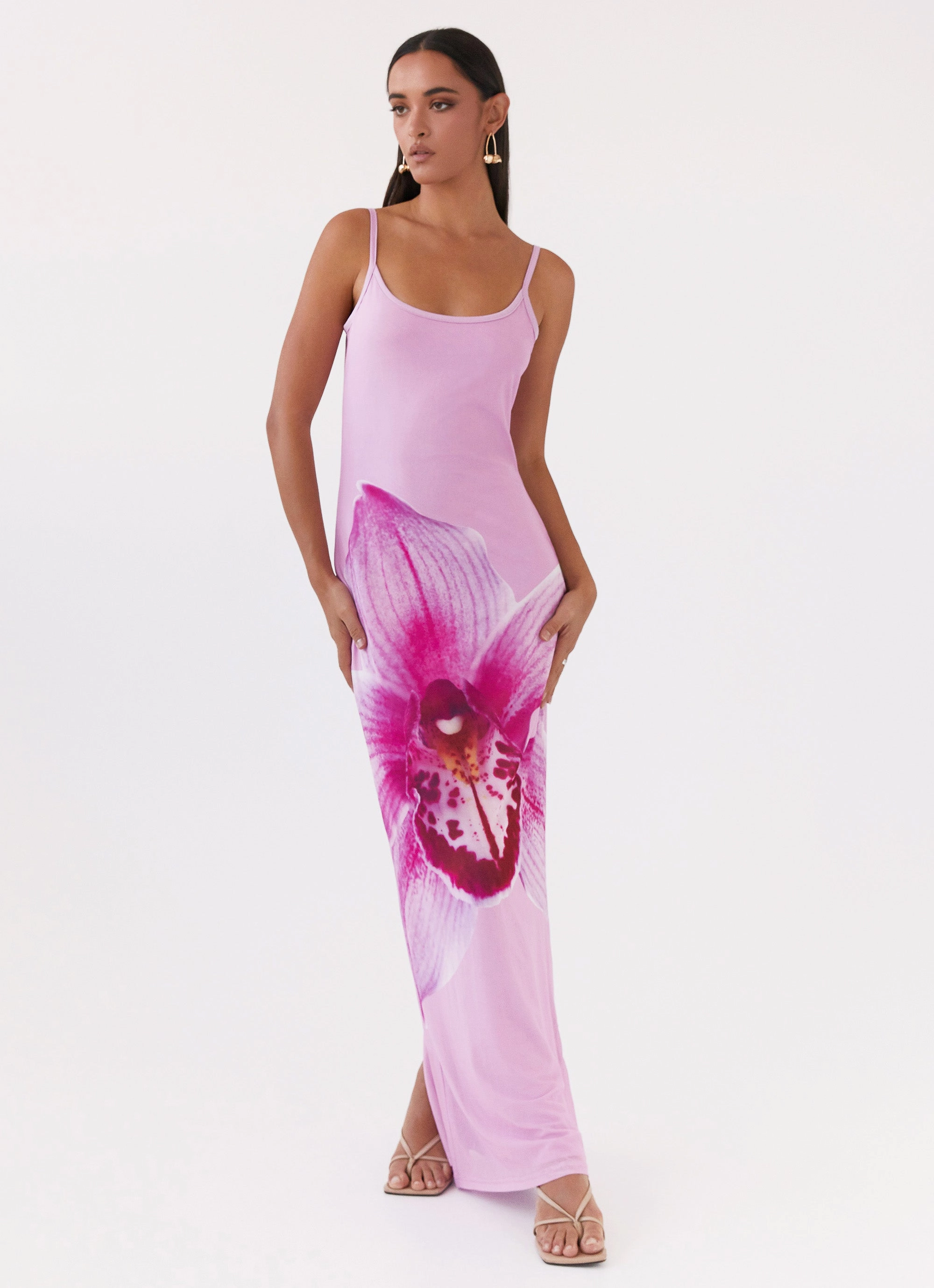 Bad News Mesh Maxi Dress - Pink Magnolia Sharp Detail