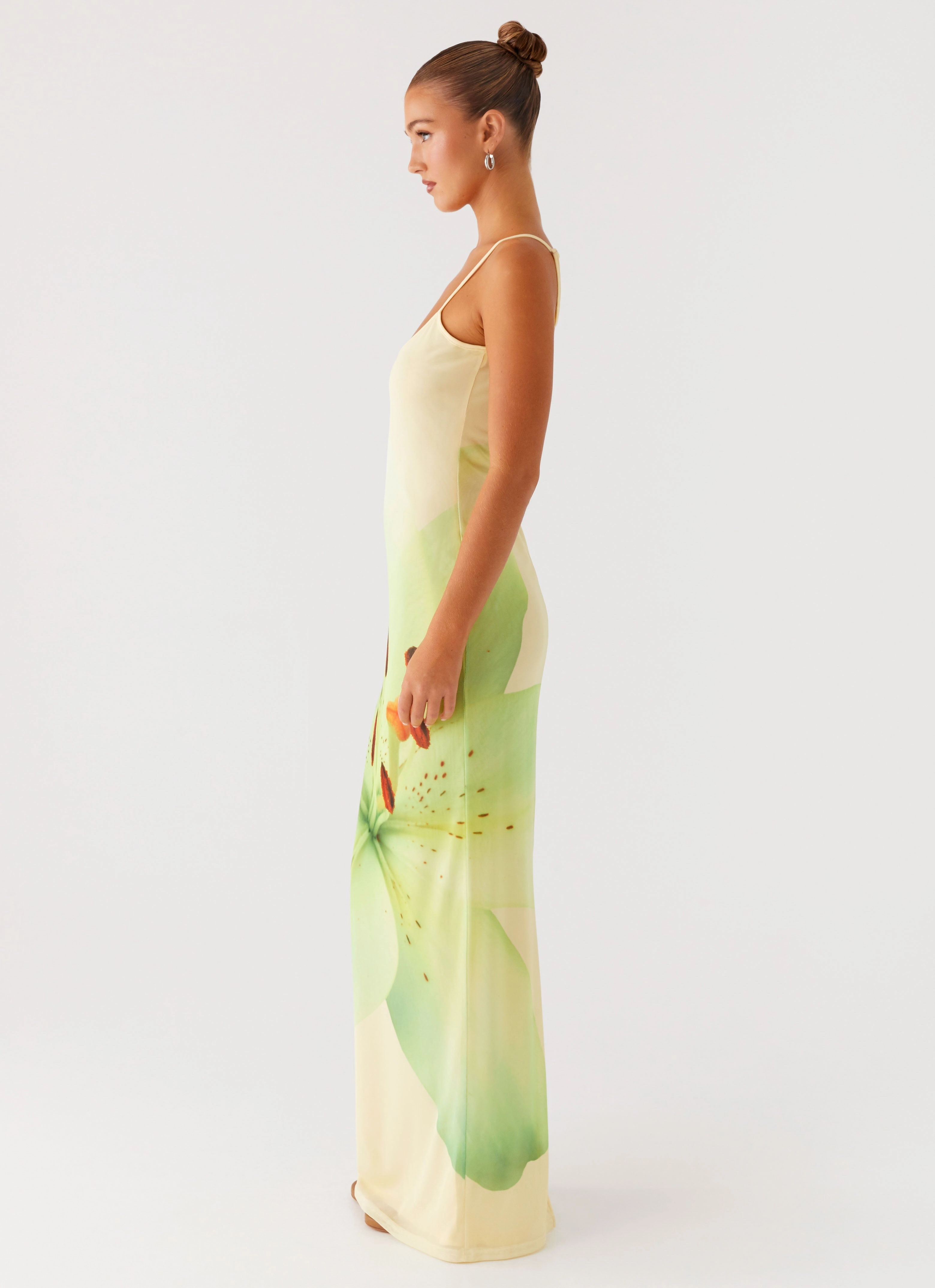 Wedding Style Front Detail Bad News Mesh Maxi Dress - Yellow Lily