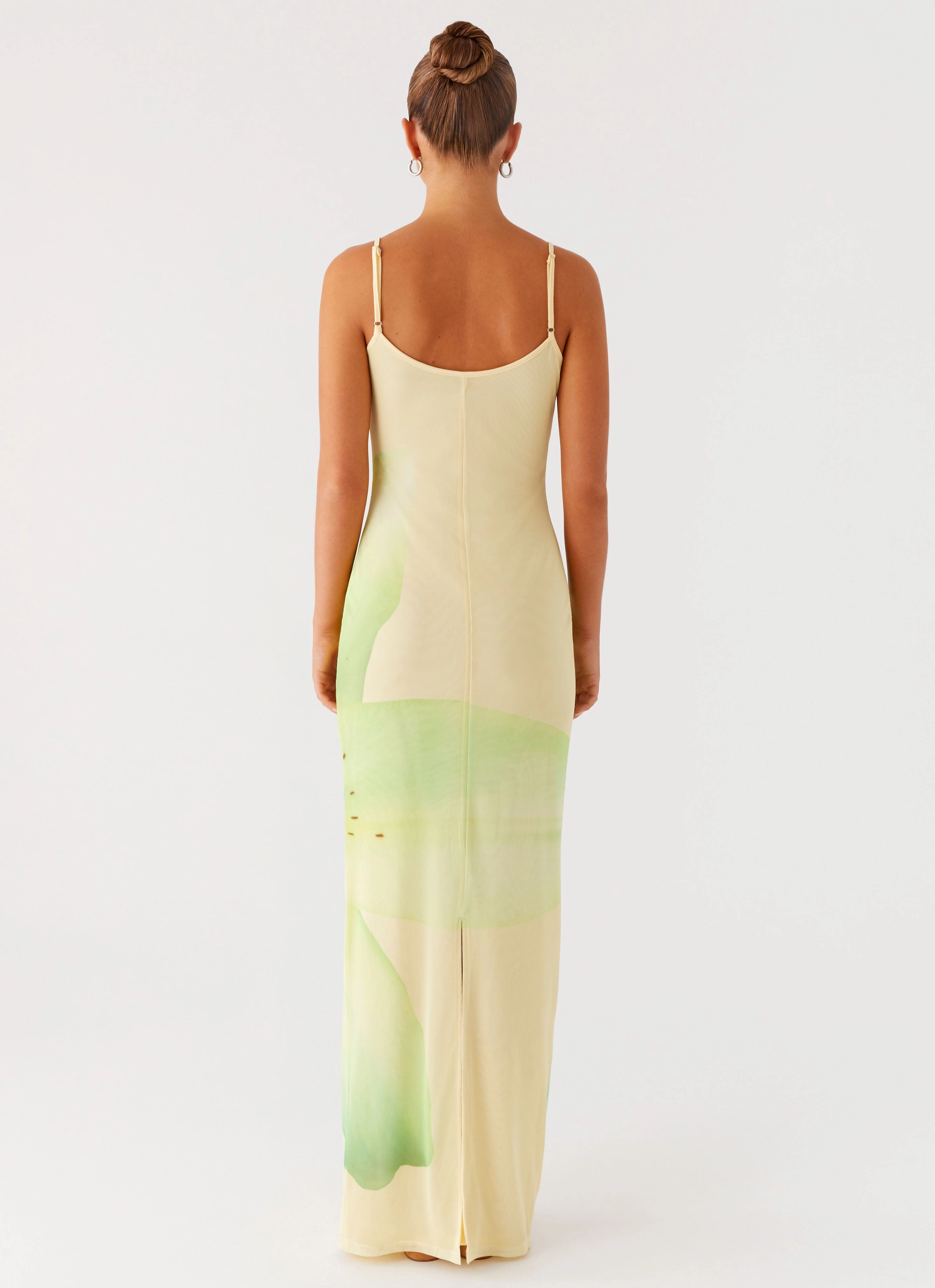Solid-color Bad News Mesh Maxi Dress - Yellow Lily