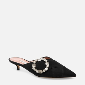 Bally Celmira Women's 6223332 Black Kid Suede Buckle Mules Breathable Ventilation
