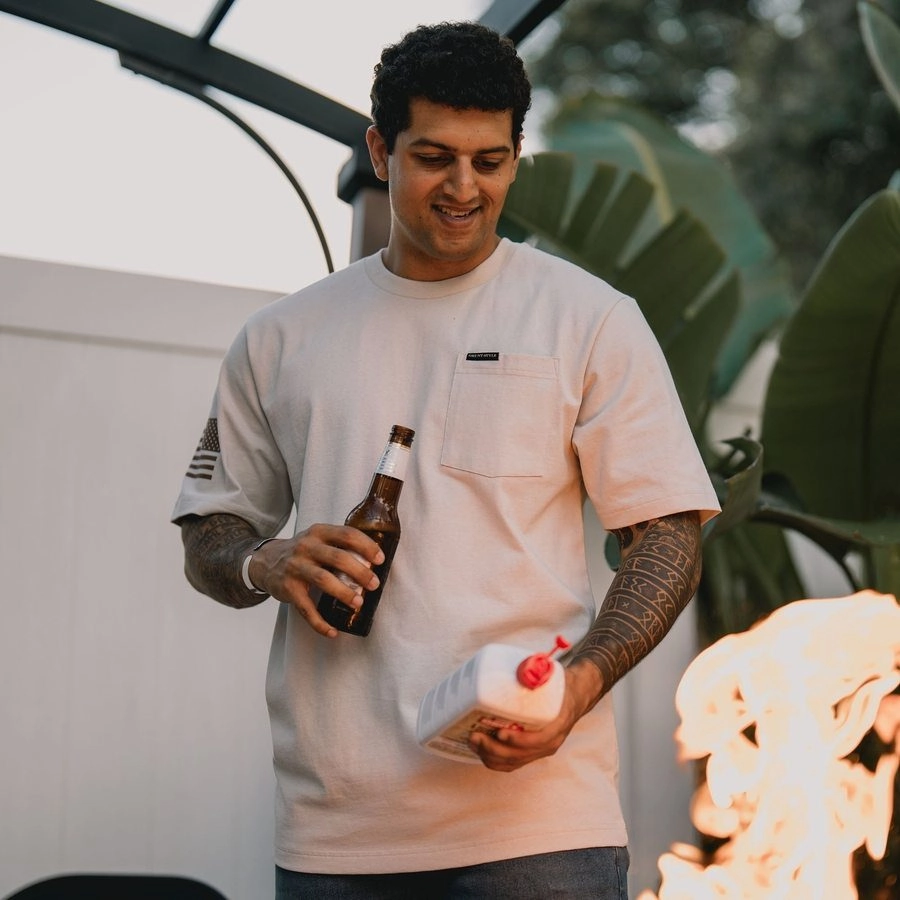 Basic Heavyweight Pocket T-Shirt - Sand Holiday Style