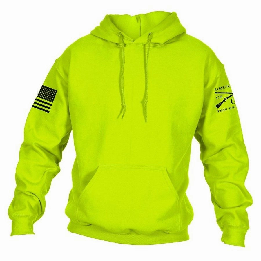 Basic Hoodie - Safety Green Casual Look Oversized Fit