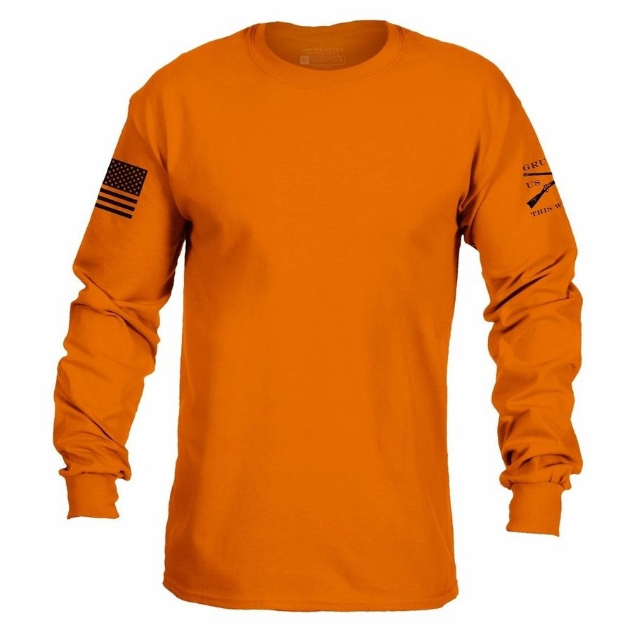 Basic Long Sleeve - Safety Orange Pocketed Trendy