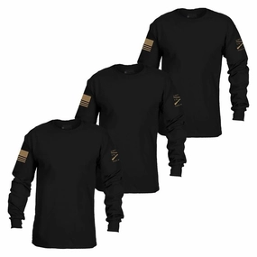 Blister Free Buttons Basic Long Sleeve Black 3-Pack