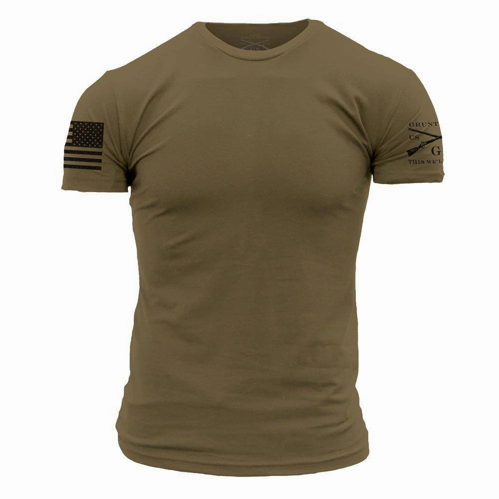 Basic T-Shirt - Military Green Breathable Cotton Fabric Outdoor Light