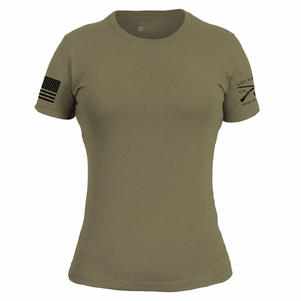 FadeResistantPrint Modern and Soft Basic T-Shirt Women's Slim Fit - Military Green