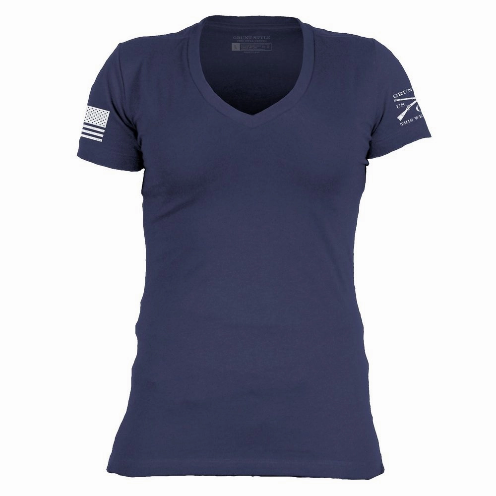Stretch waistband Perfect For Relaxing Basic T-Shirt Women's V-Neck - Future Dusk