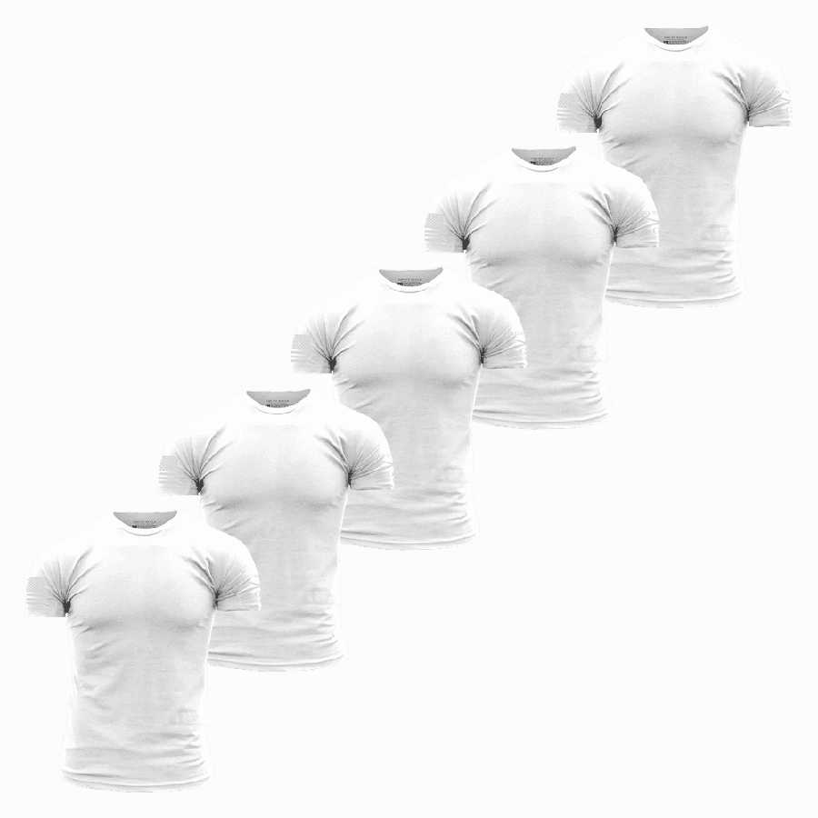 Basic T-Shirts - White - 5 Pack Ultra Soft Texture ZeroDistressFinish